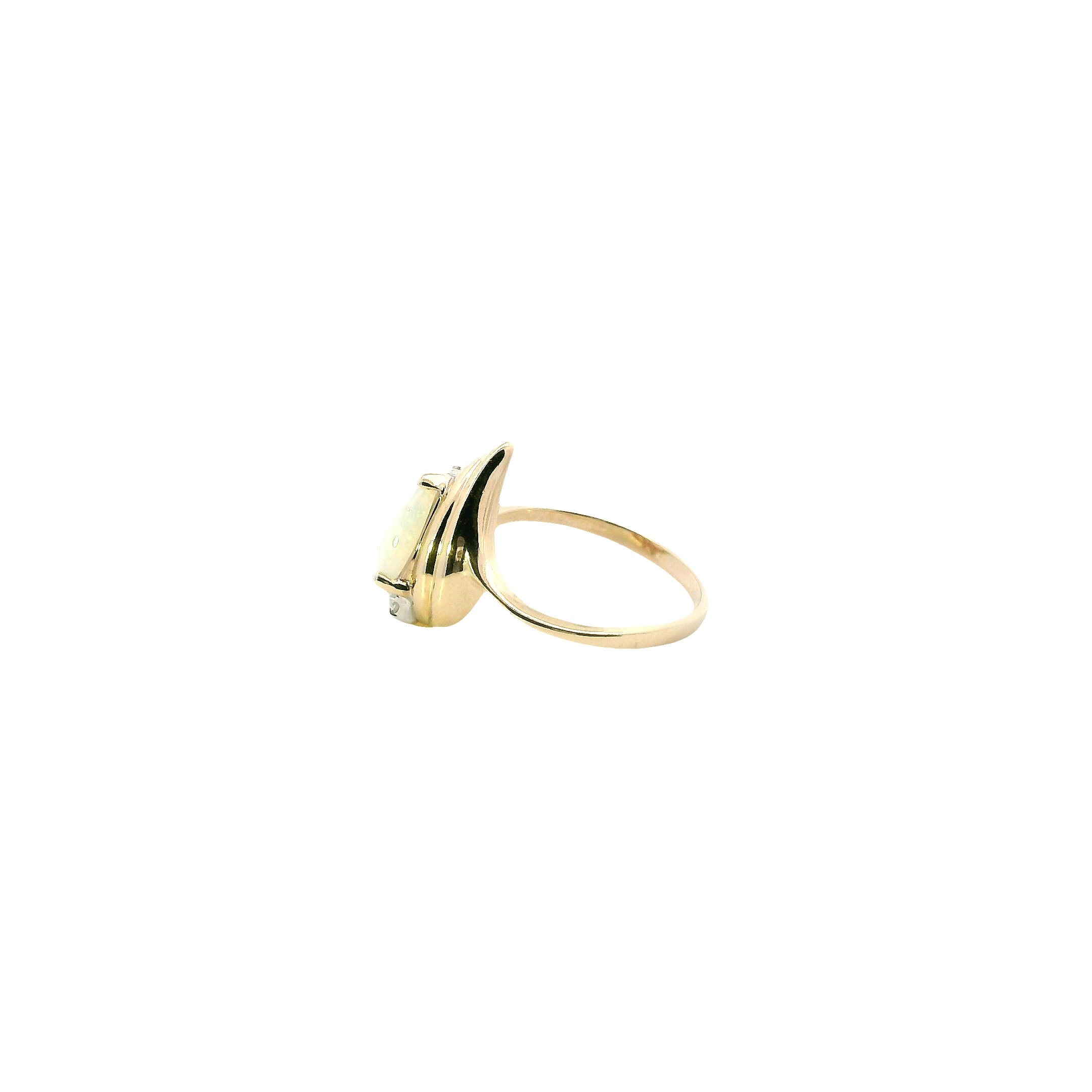 14K Yellow Gold Opal & Diamond Women's Ring