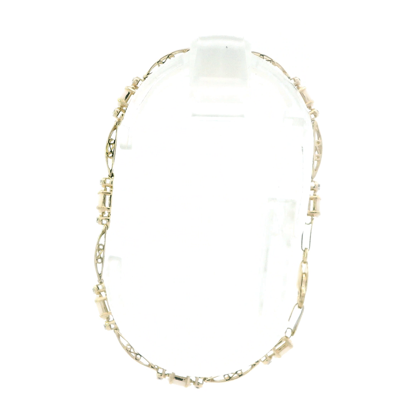 10K Yellow Gold 7.25" Oval Opal Rectangle Link Bracelet
