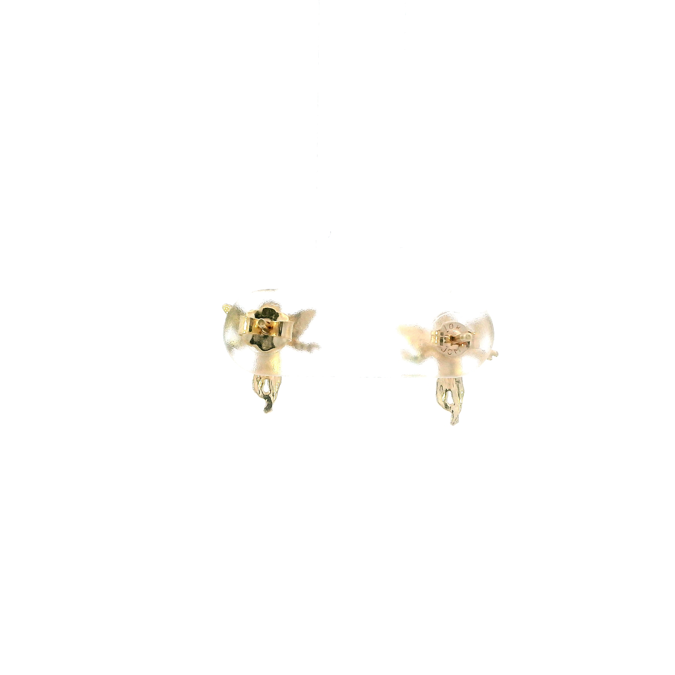 14K Yellow Gold Cherub Angel Stud Earrings