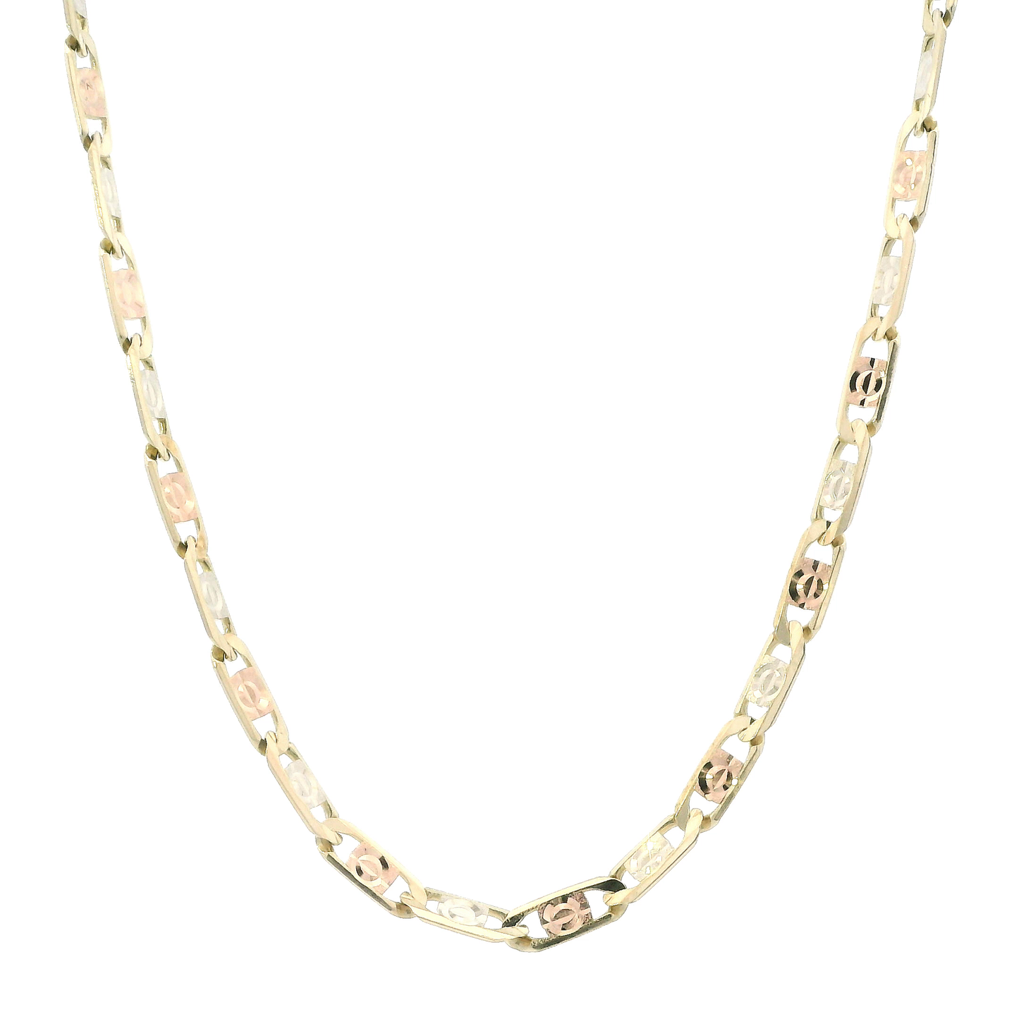 14K Tri Color 22.5" Mariner Chain