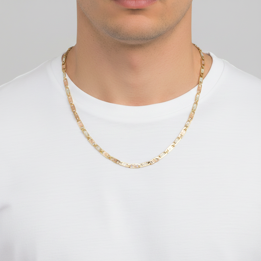 14K Tri Color 22.5" Mariner Chain