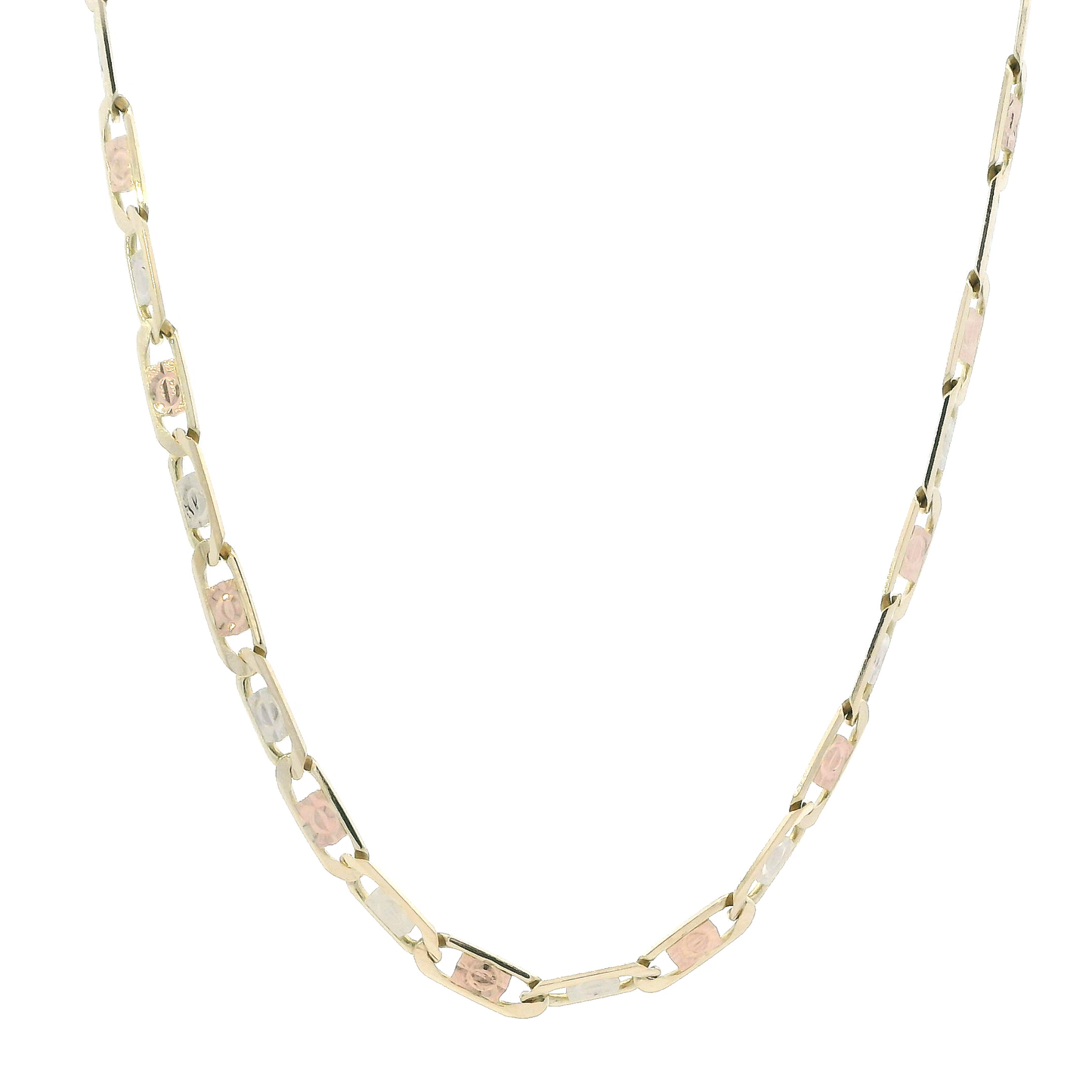 14K Tri Color 22.5" Mariner Chain