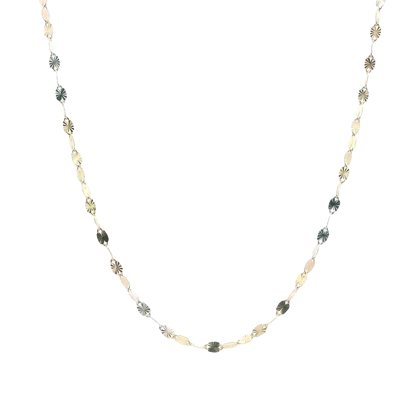 14K Tri Color 18" Twisted Disc Chain