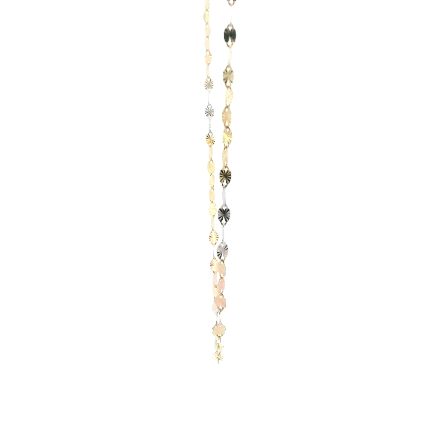 14K Tri Color 18" Twisted Disc Chain