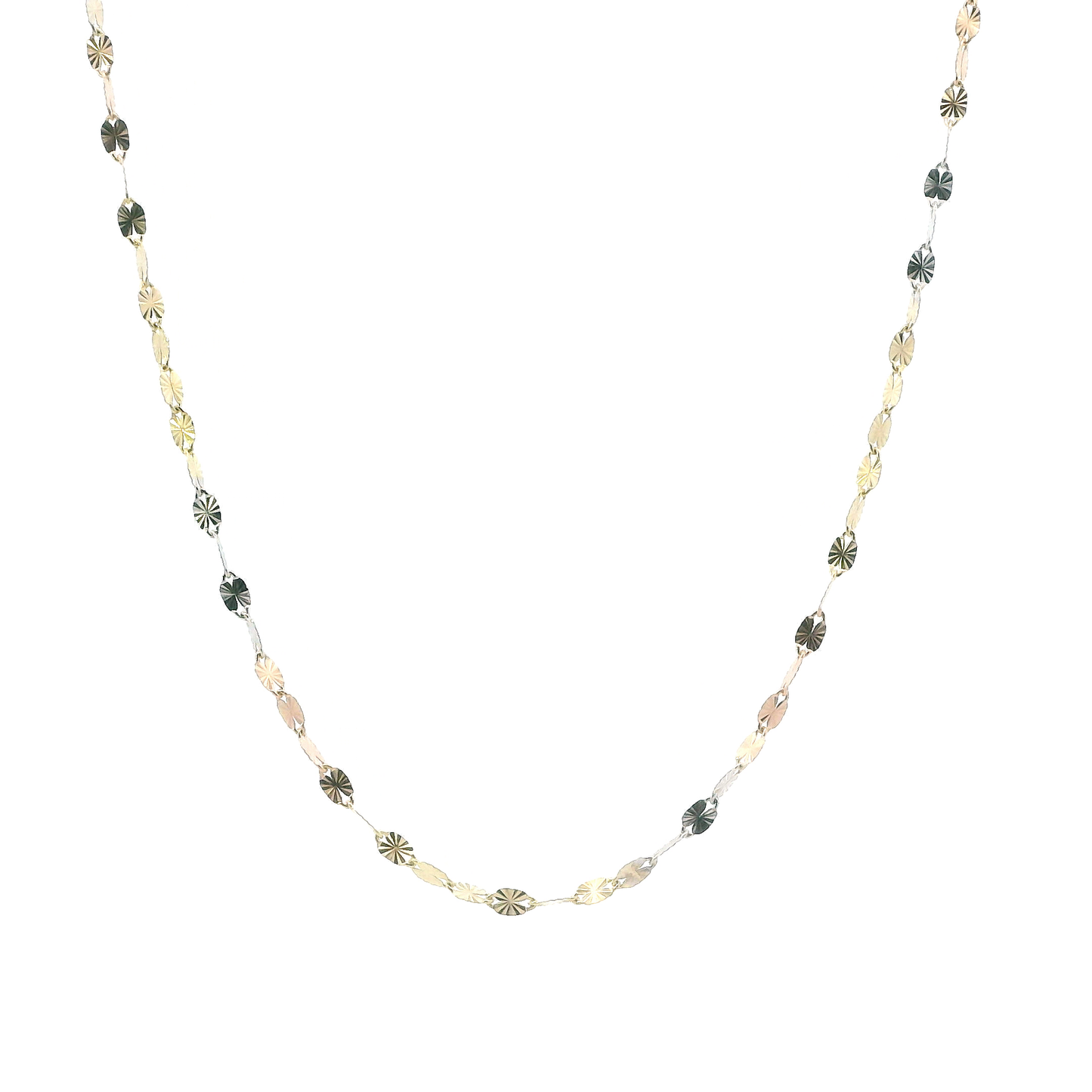 14K Tri Color 18" Twisted Disc Chain