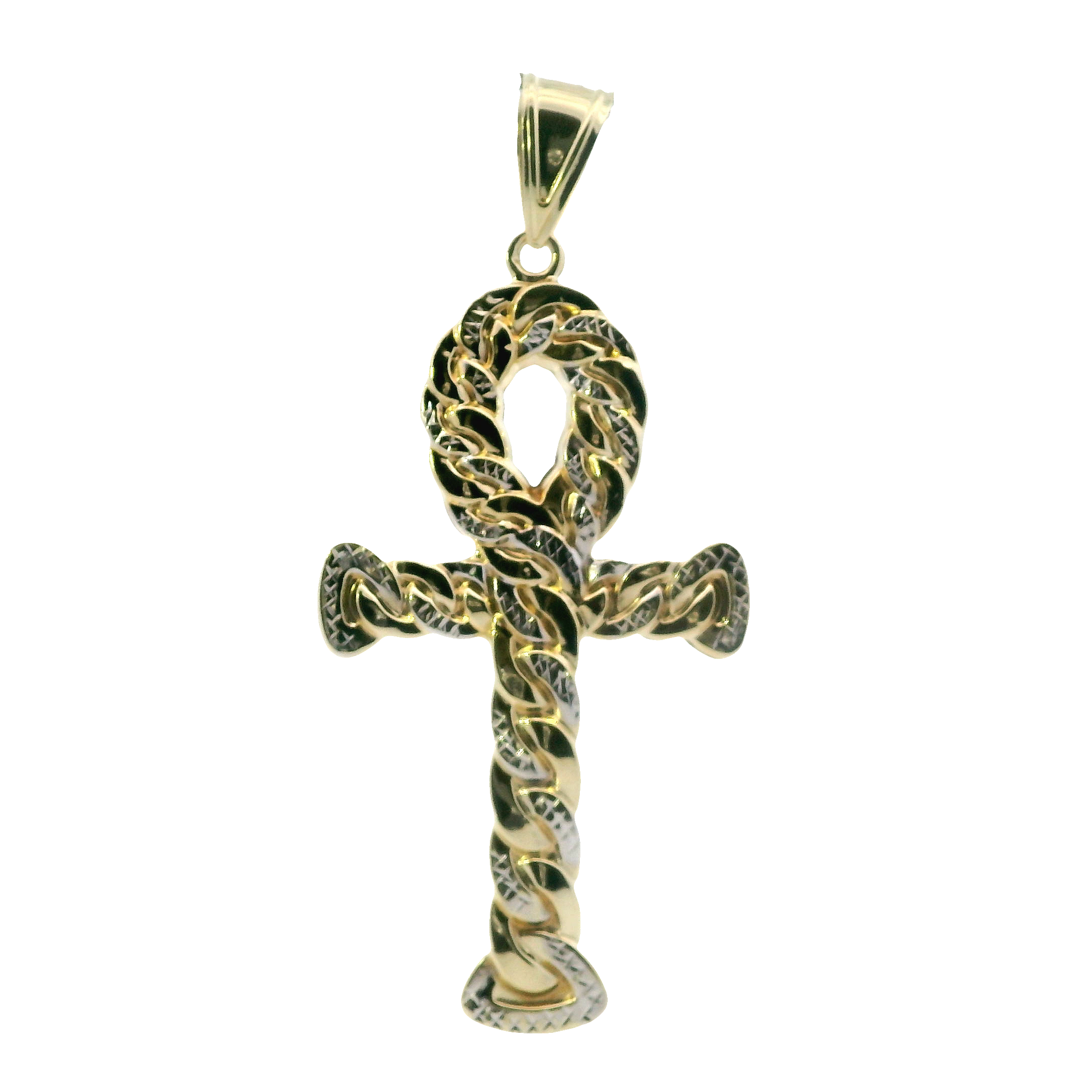 10K Yellow Gold Curb Ankh Pendant