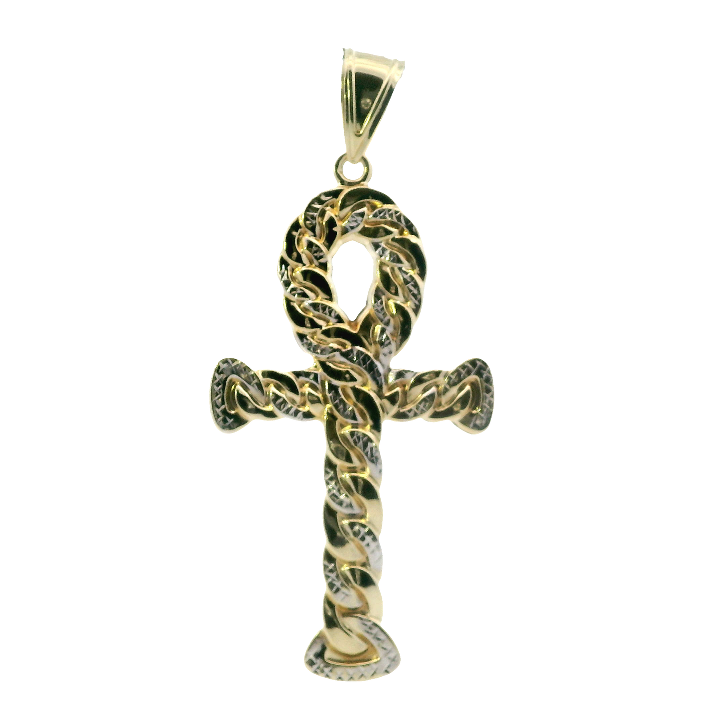 10K Yellow Gold Curb Ankh Pendant