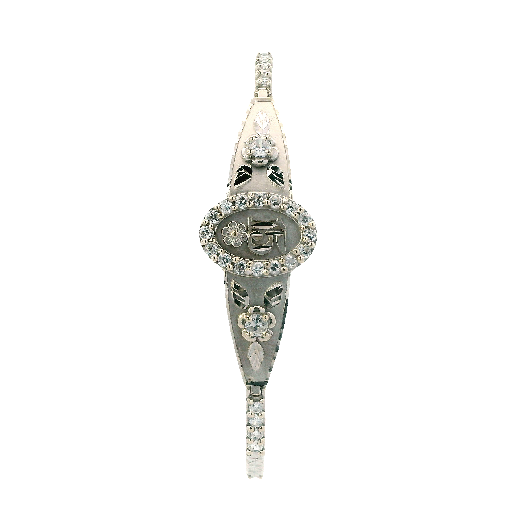 14K White Gold Floral 