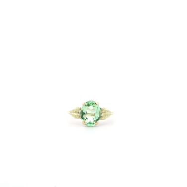 10K Yellow Gold Oval Green Quartz Women's Ring