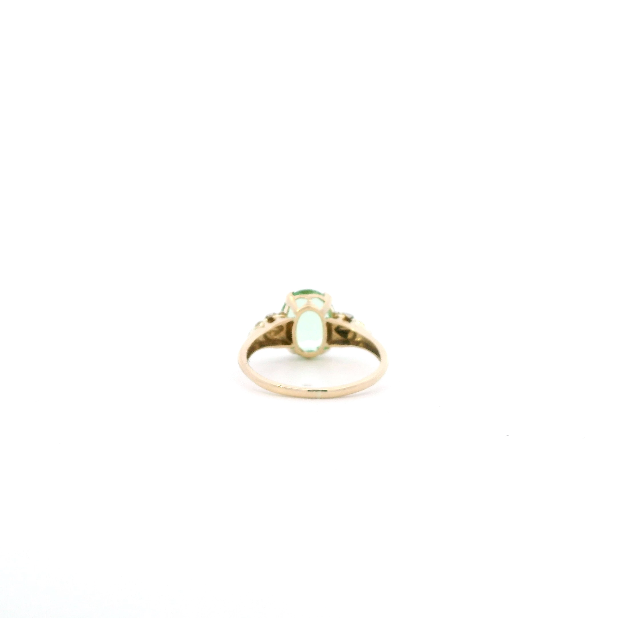 10K Yellow Gold Oval Green Quartz Women's Ring