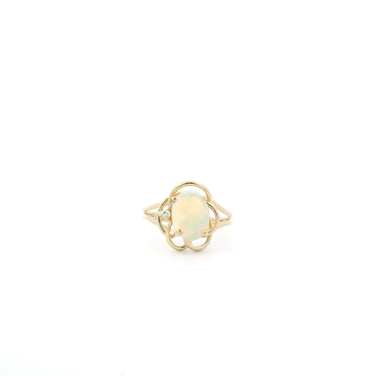 14K Yellow Gold Opal & Diamond Women's -0.02ct