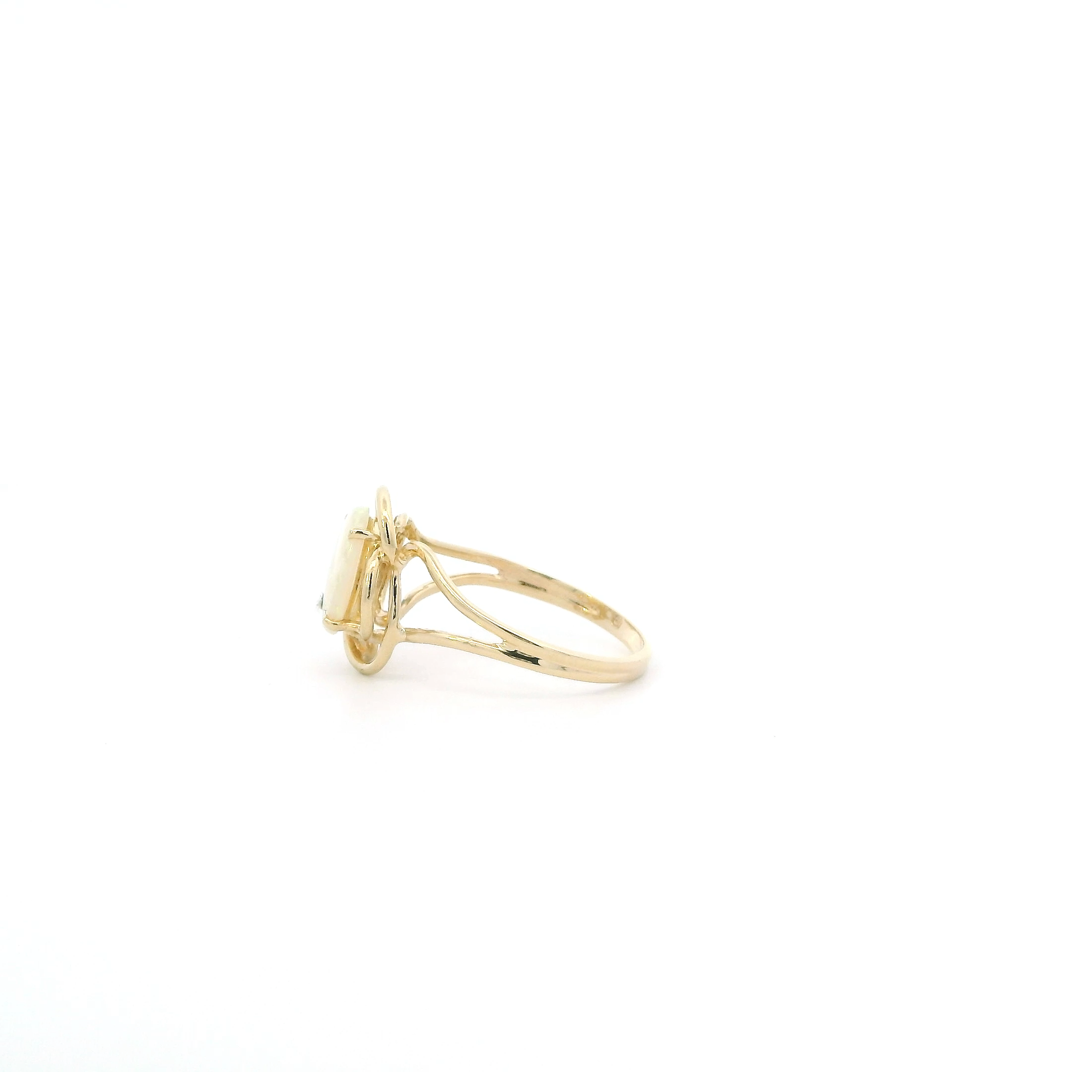 14K Yellow Gold Opal & Diamond Women's -0.02ct