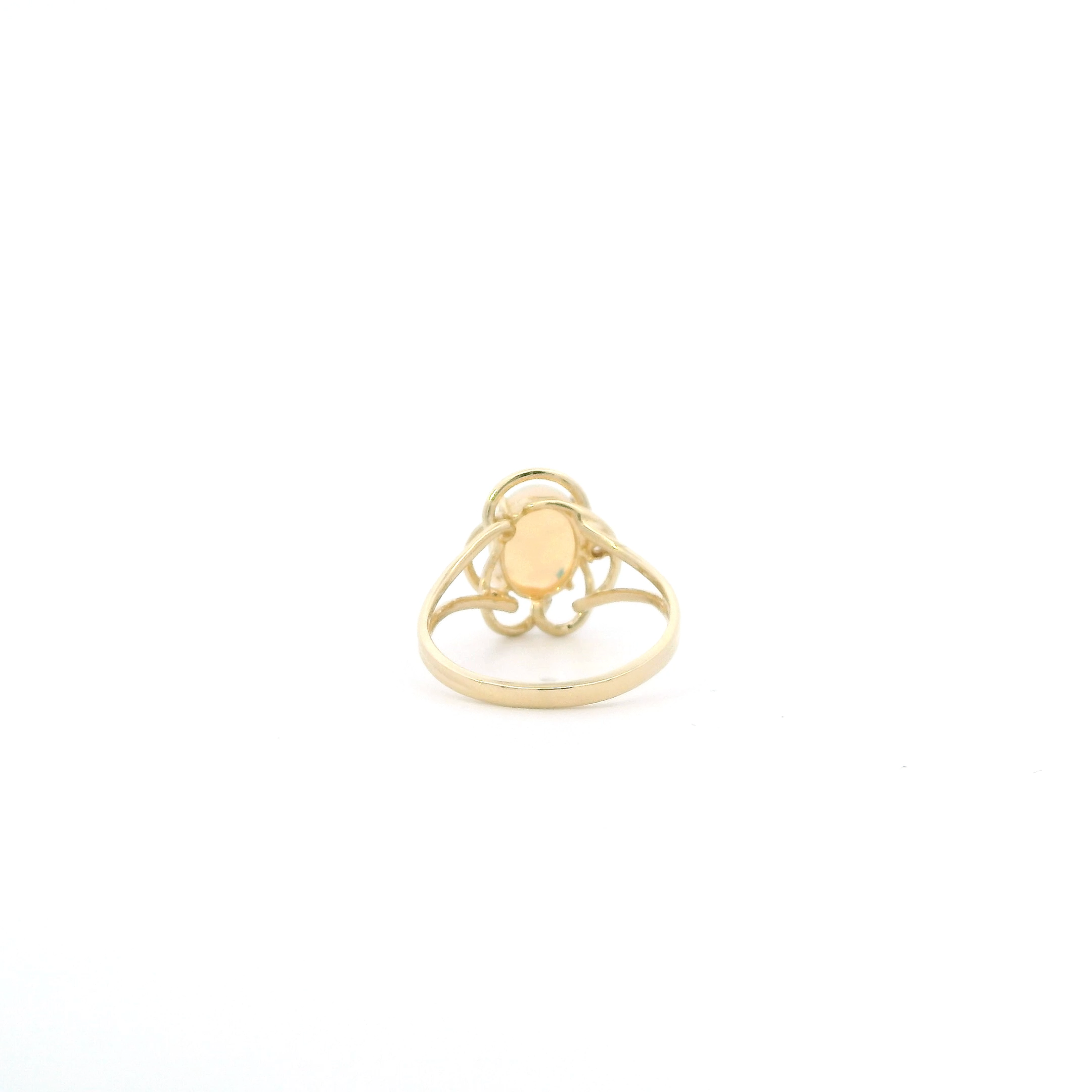 14K Yellow Gold Opal & Diamond Women's -0.02ct