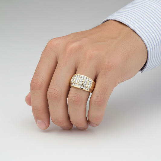10K Yellow Gold Diamond Men's Ring - 1.50ct