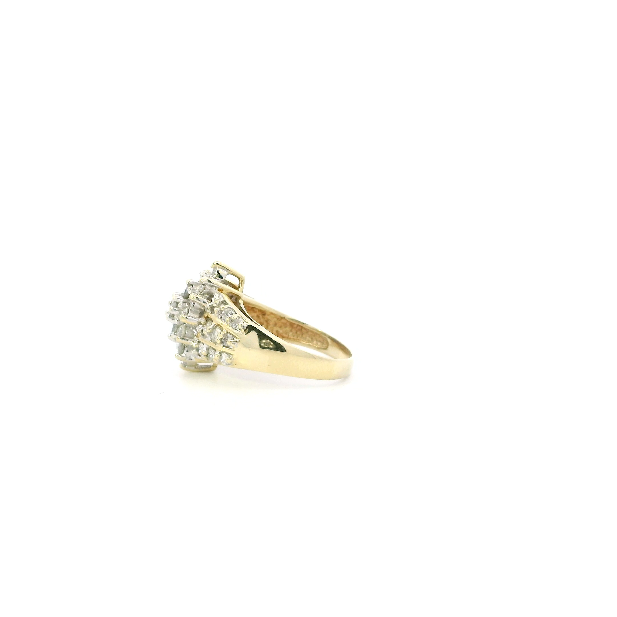 10K Yellow & White Gold Diamond Women's Ring -1.00ct