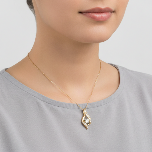 14K Yellow Gold Diamond Abstract Pendant