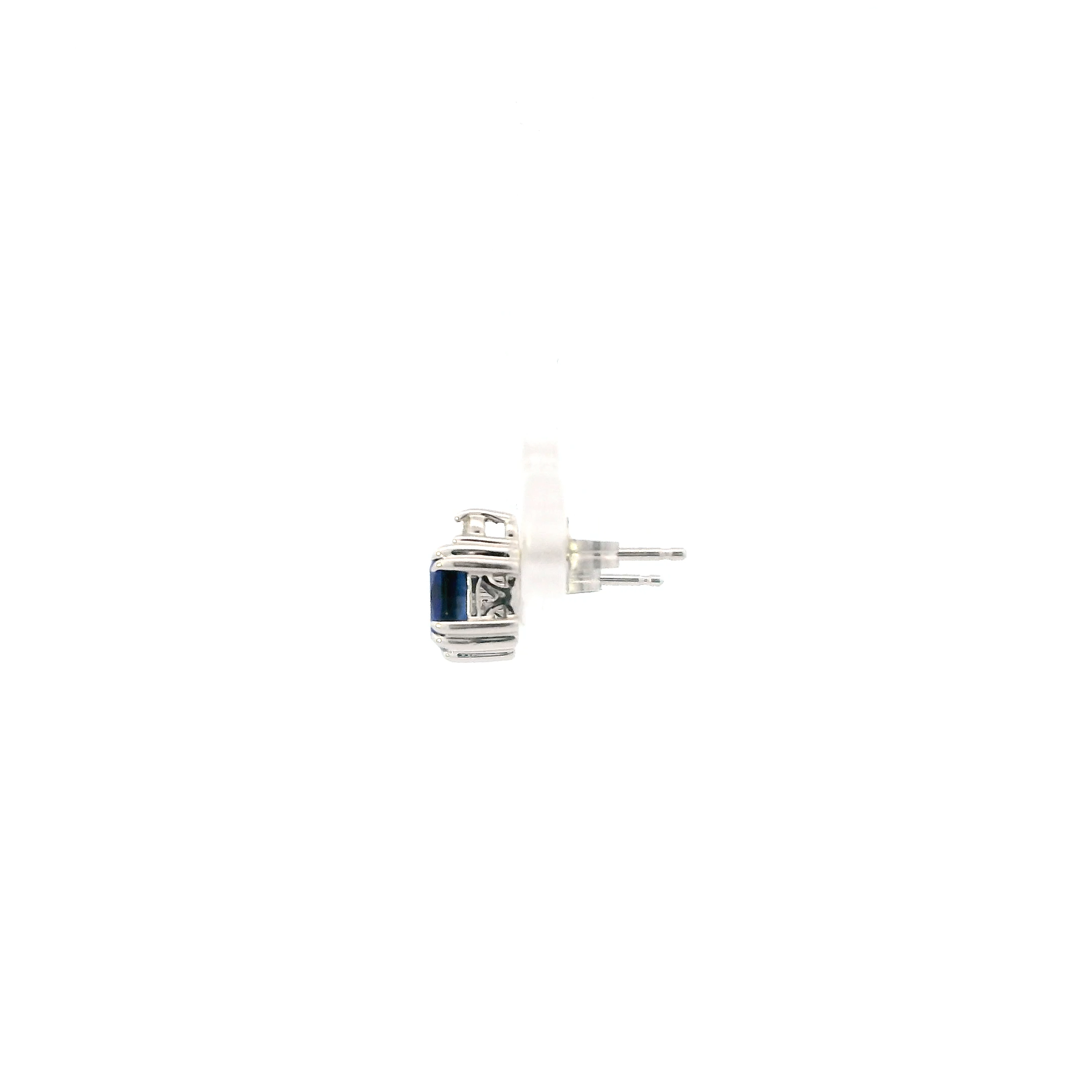 10K White Gold Sapphire & Diamond Earrings-0.04ct