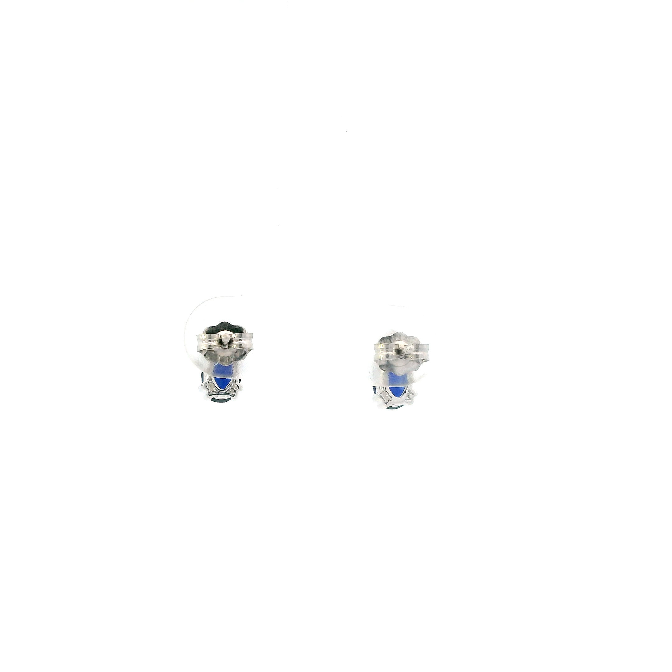 10K White Gold Sapphire & Diamond Earrings-0.04ct