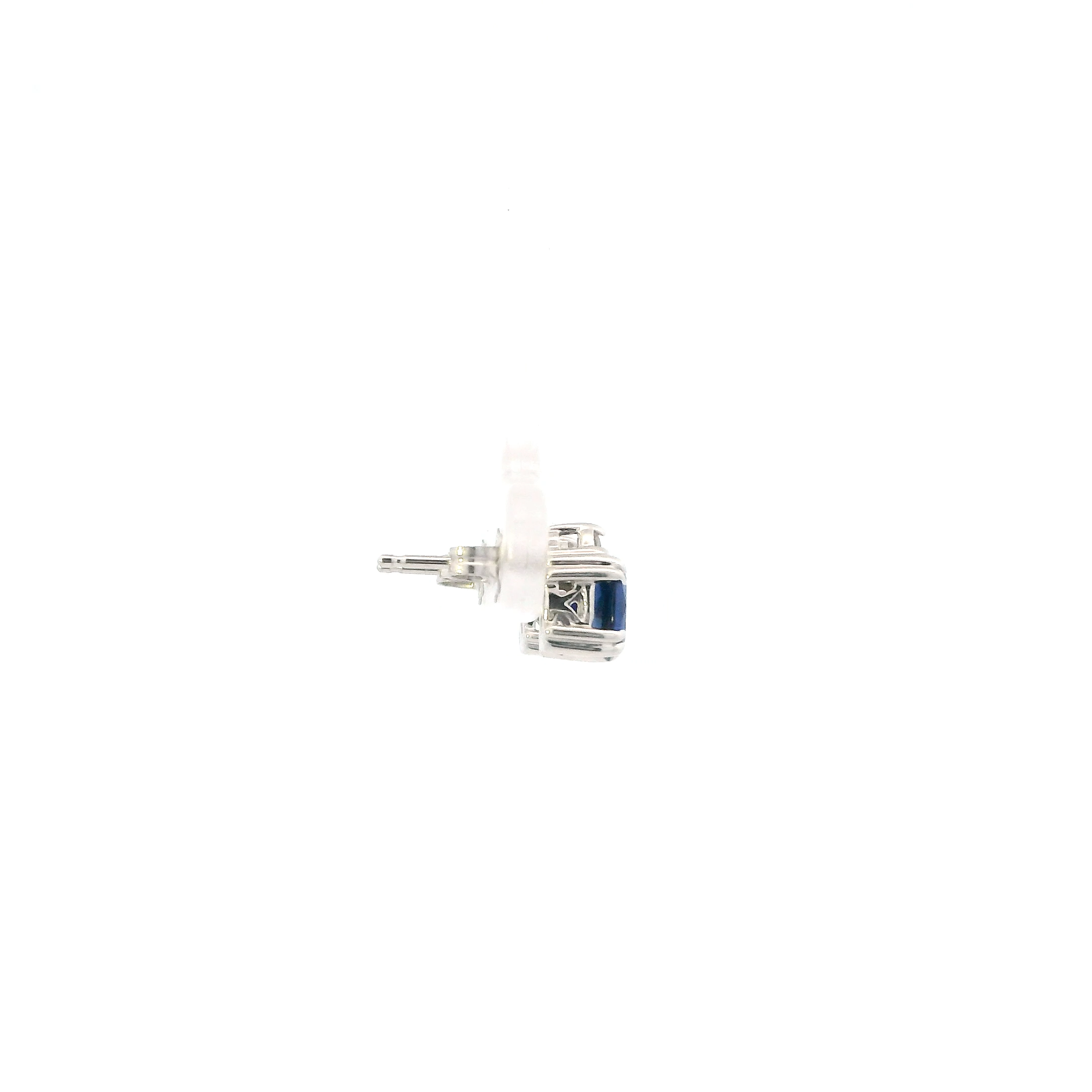 10K White Gold Sapphire & Diamond Earrings-0.04ct
