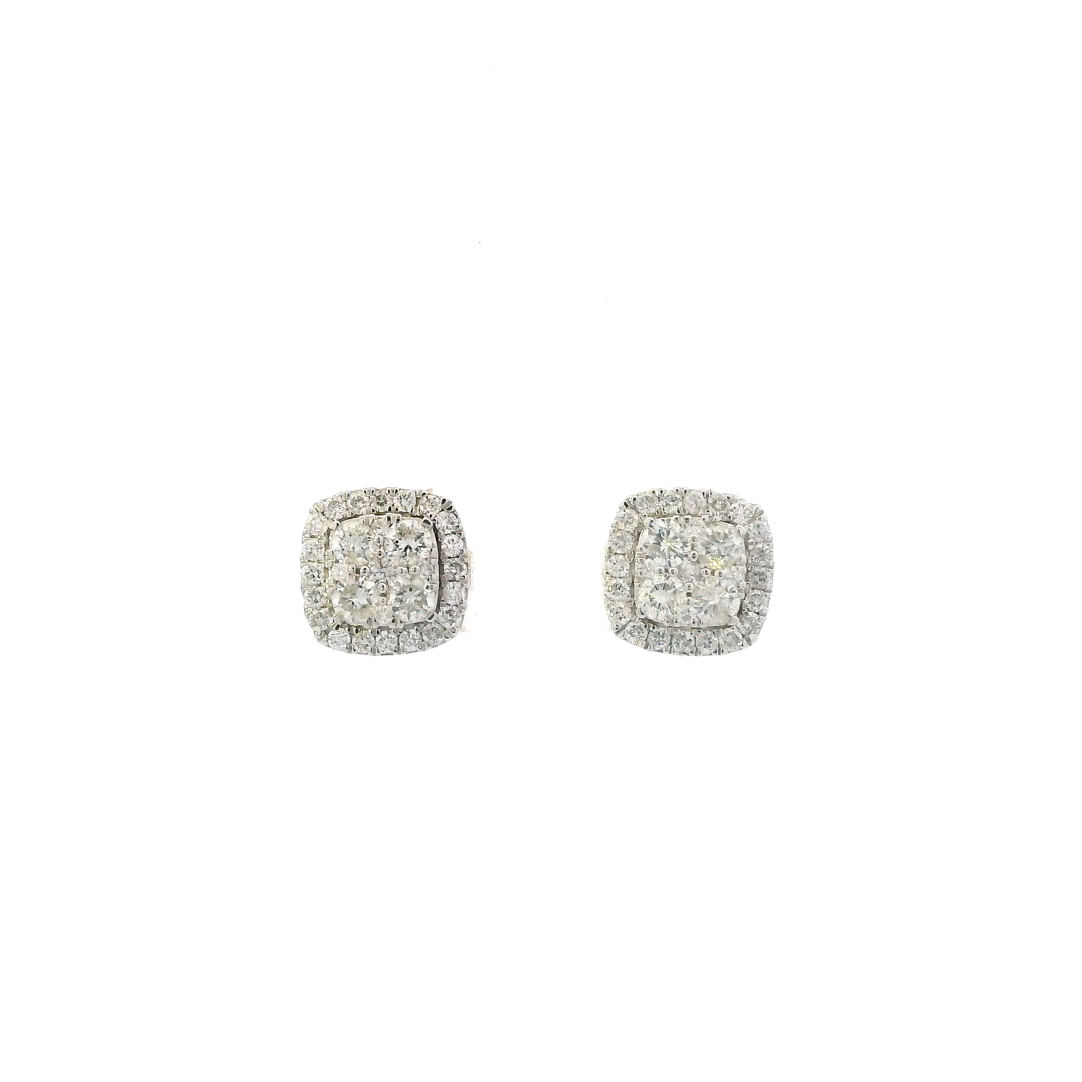 14K Yellow Gold Diamond Square Earrings-0.88ct