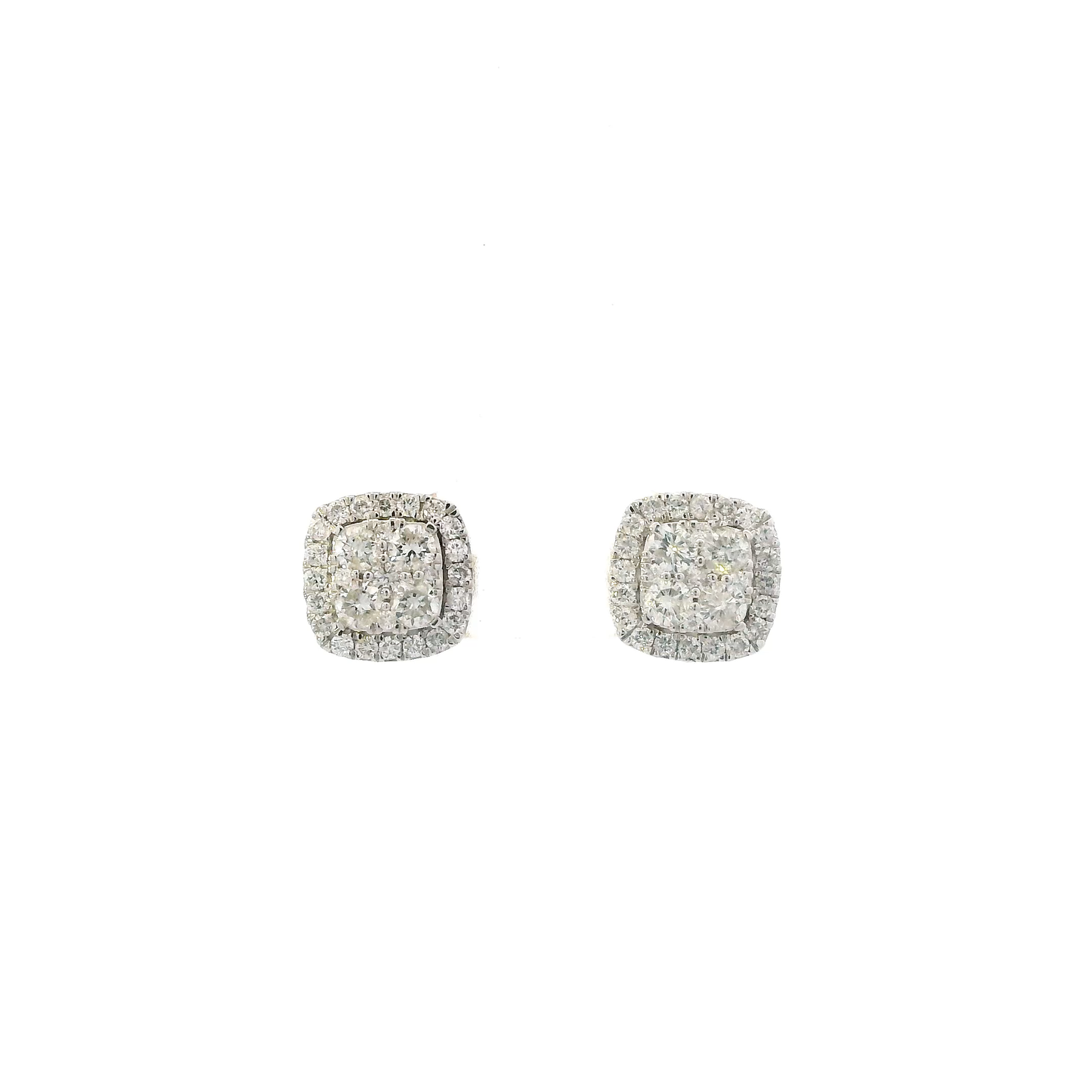 14K Yellow Gold Diamond Square Earrings-0.88ct