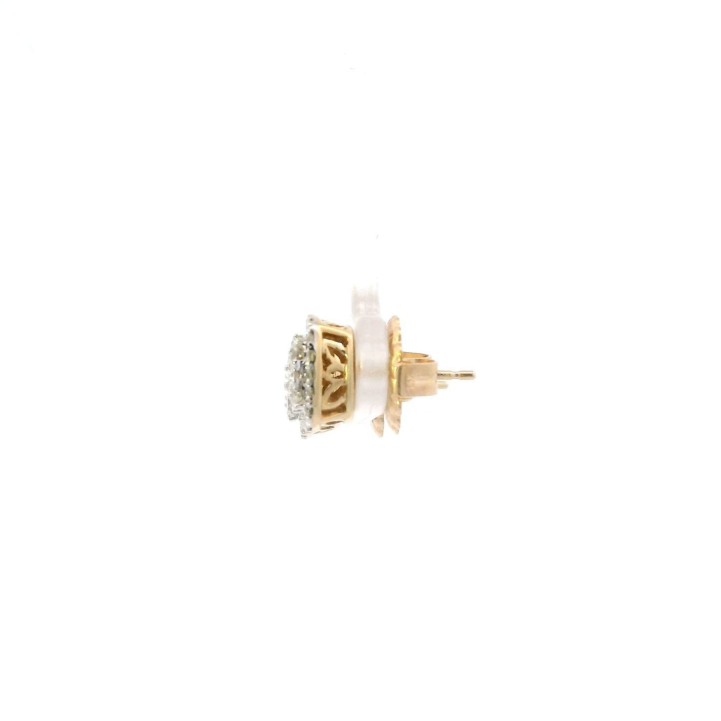 14K Yellow Gold Diamond Square Earrings-0.88ct