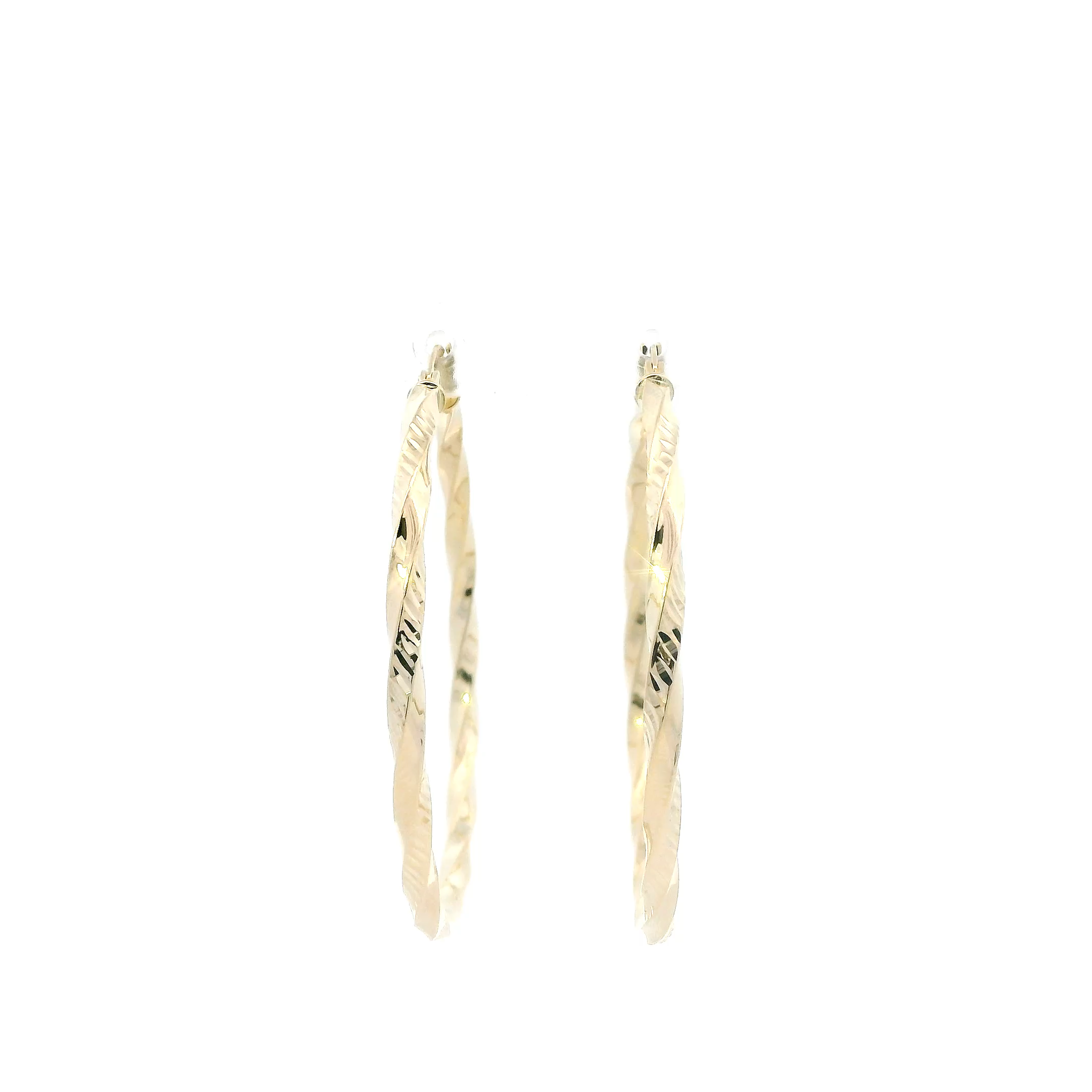 14K Yellow Gold Twisted Hoop Earrings