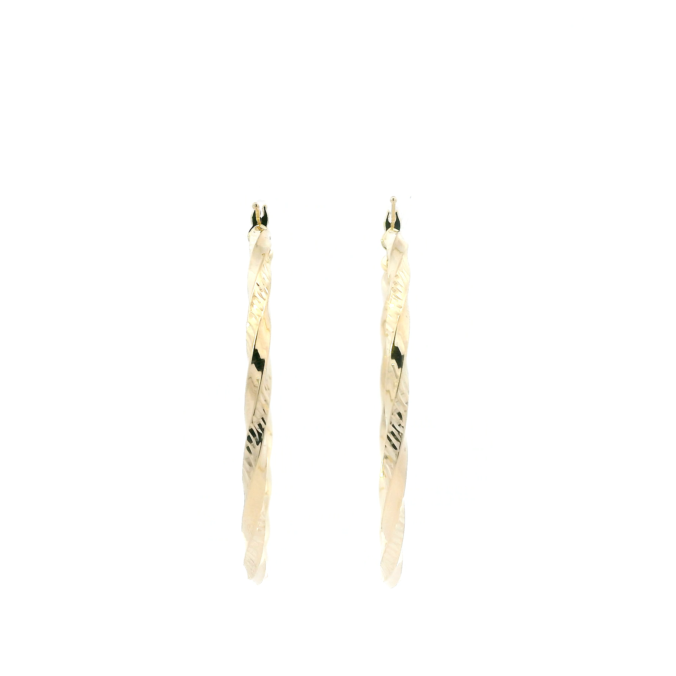 14K Yellow Gold Twisted Hoop Earrings