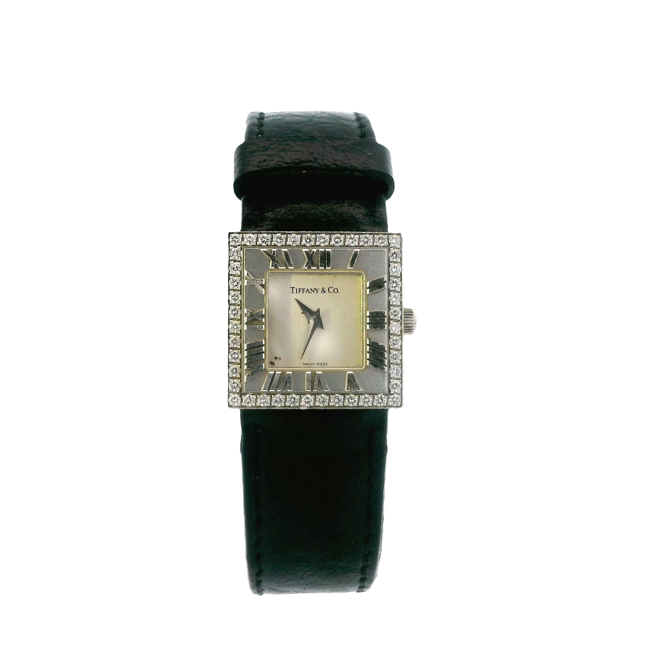Tiffany & Co 18K White Gold Atlas Square Cocktail Wristwatch