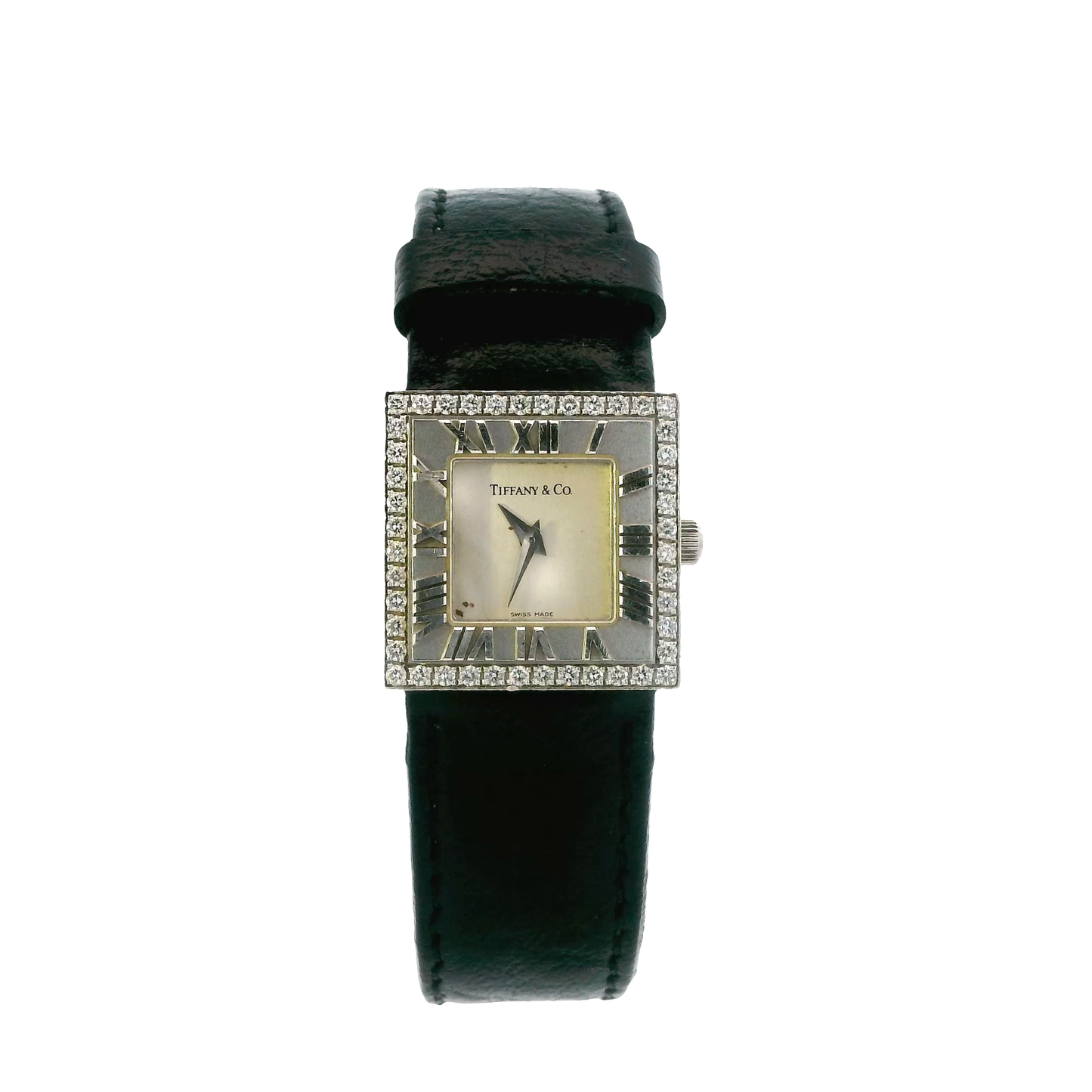 Tiffany & Co 18K White Gold Atlas Square Cocktail Wristwatch