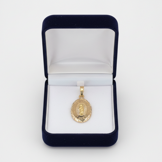 14K Tri Color Oval Religious Pendant