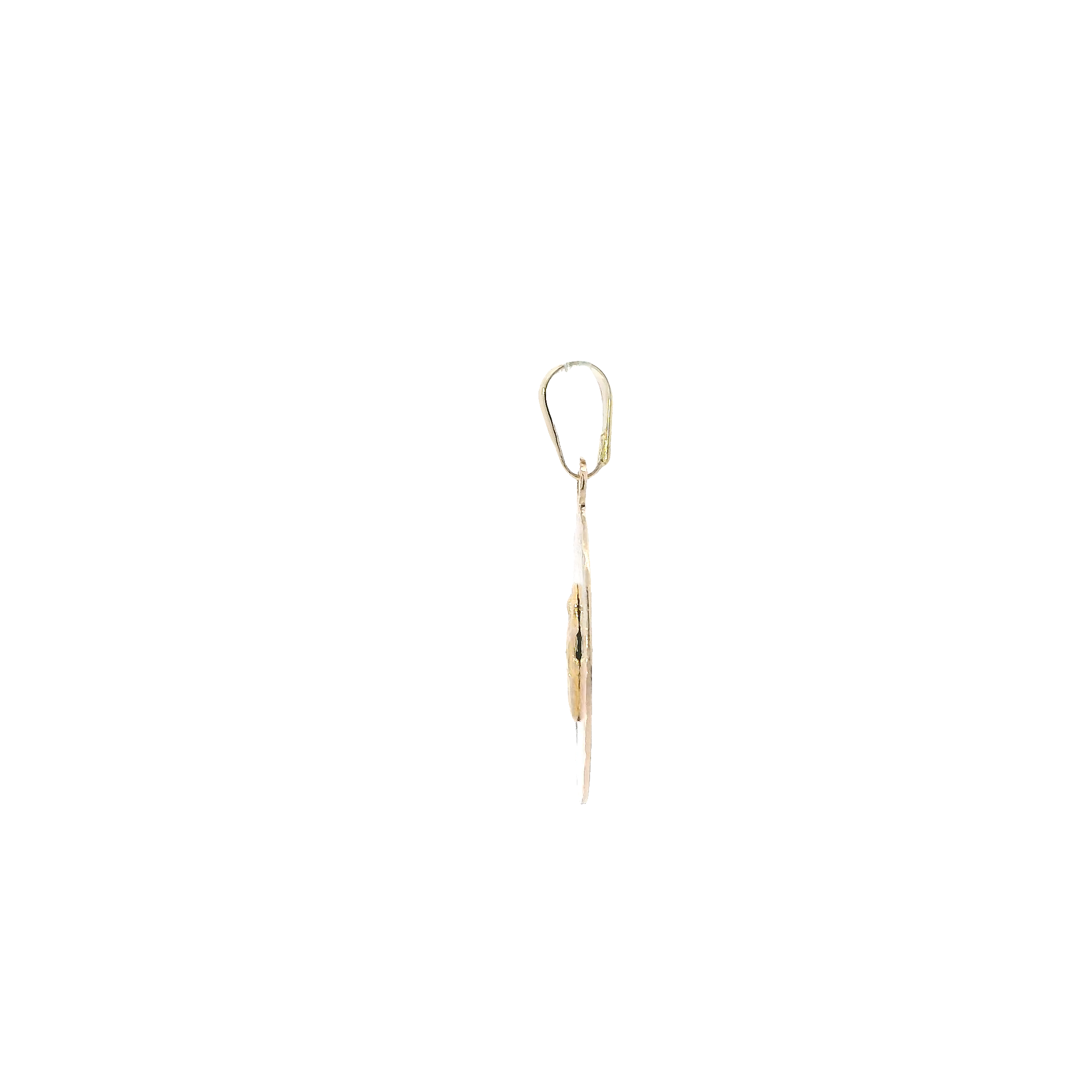 14K Tri Color Oval Religious Pendant