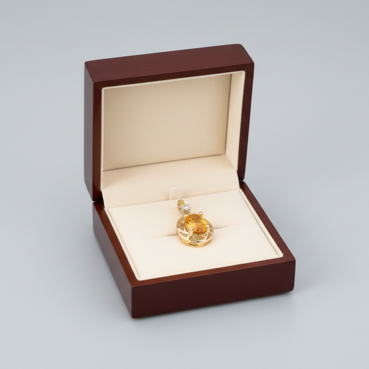 10K Yellow Gold Oval Citrine Pendant