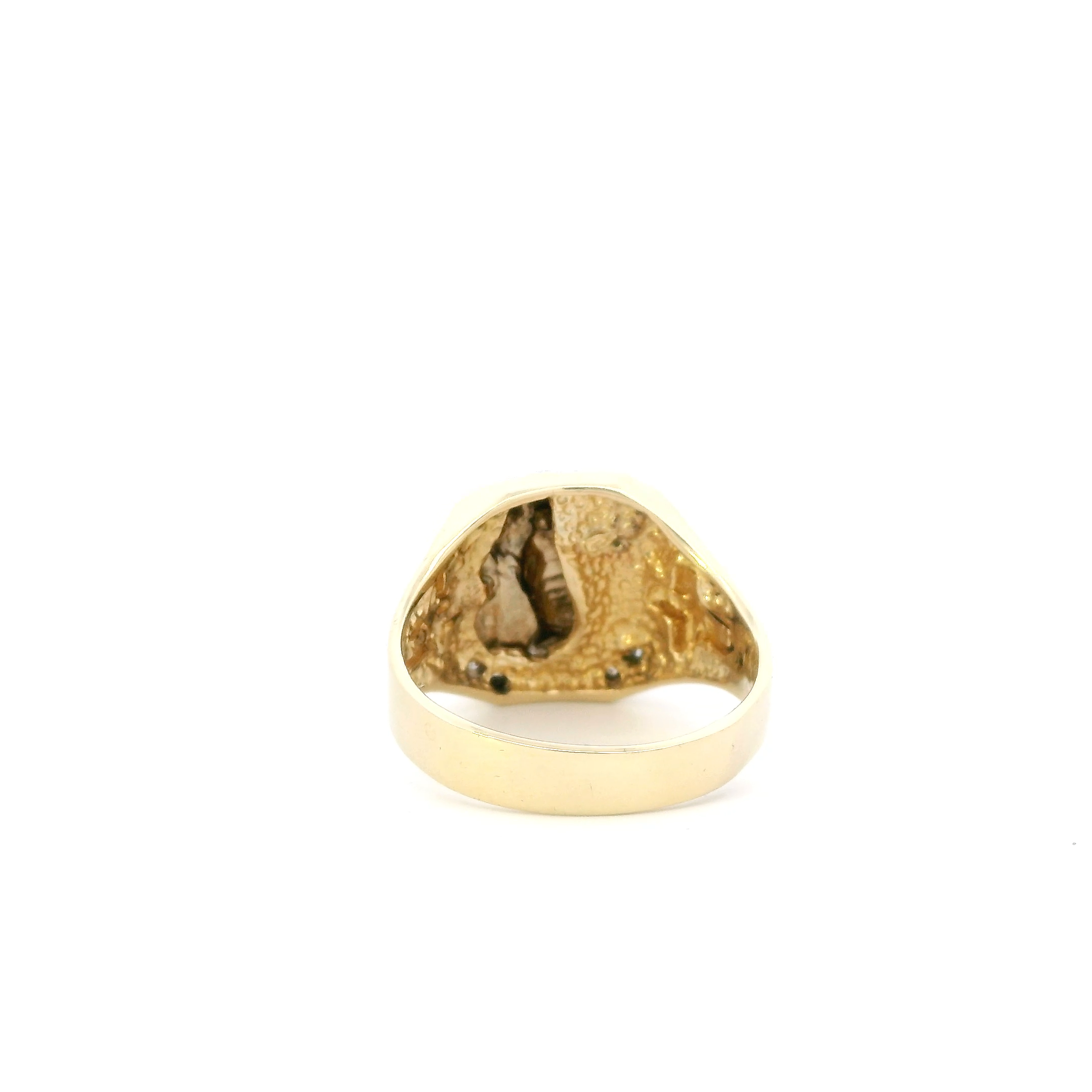 14K Yellow & White Gold Jesus Face & Cross Men's Ring