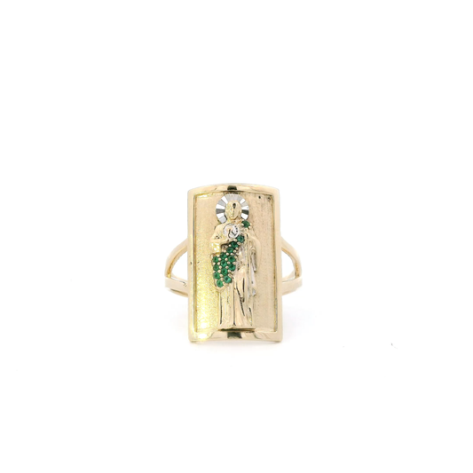 14K Yellow & White Gold Religious Figure Rectangle Ring
