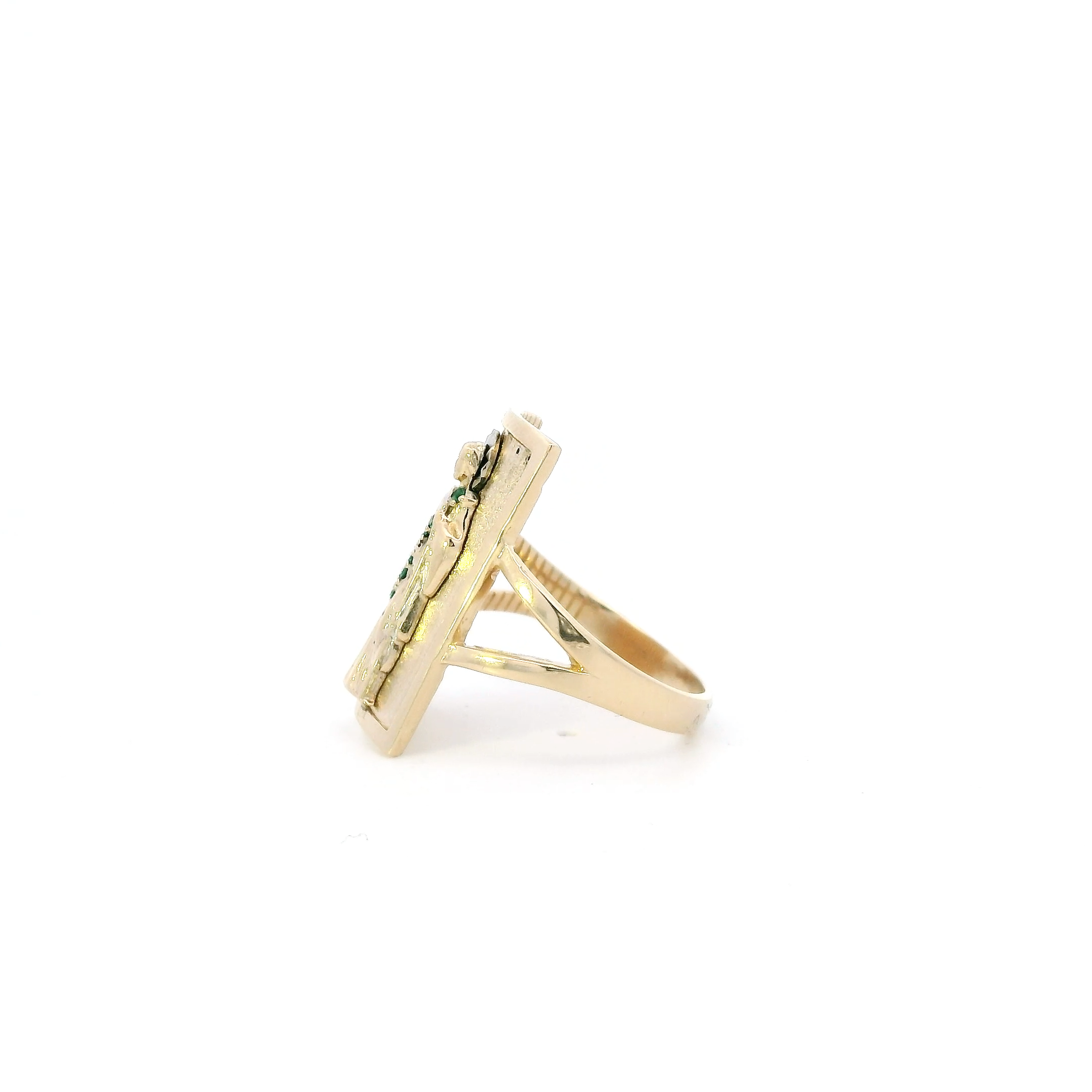 14K Yellow & White Gold Religious Figure Rectangle Ring