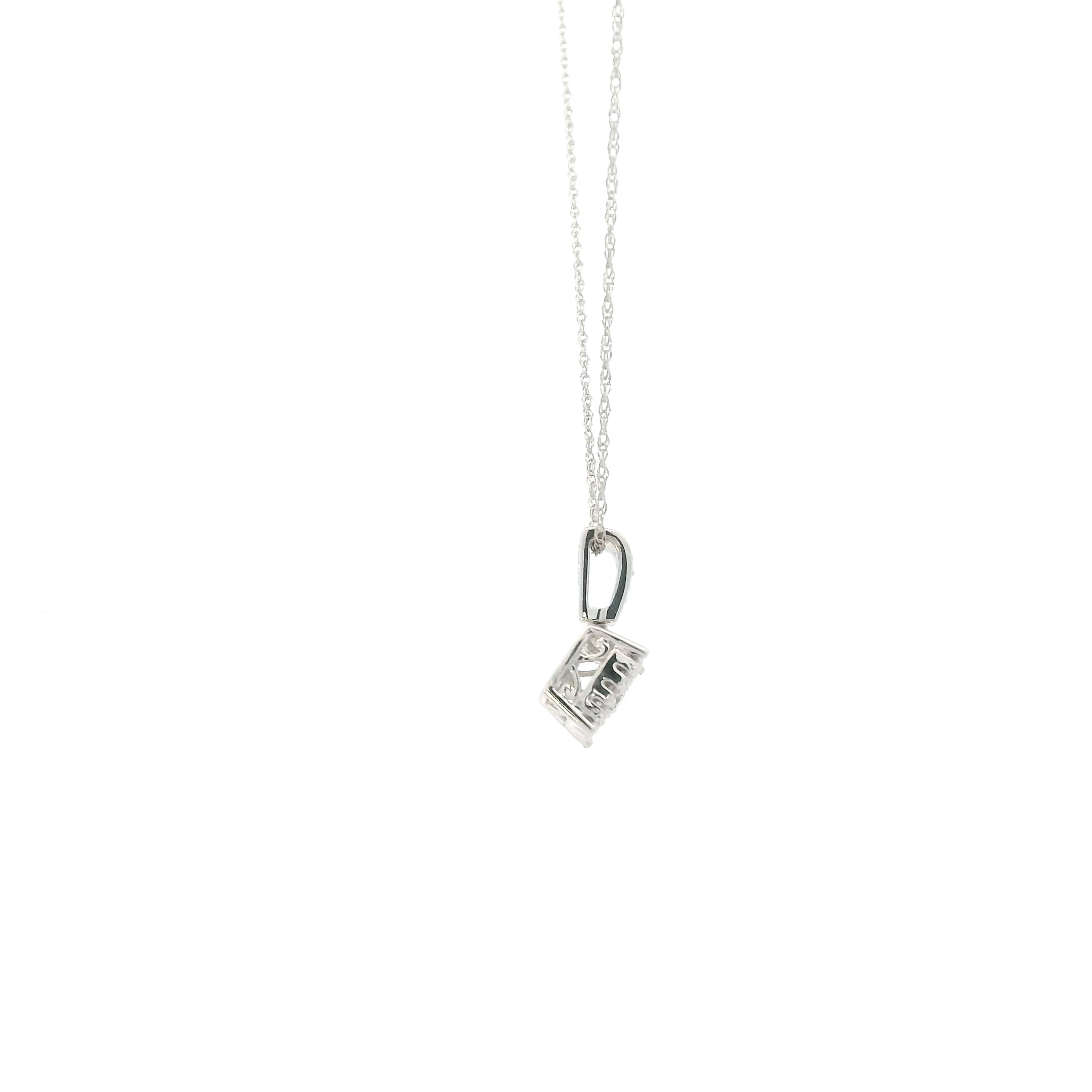 10K White Gold Diamond Square Pendant & 18