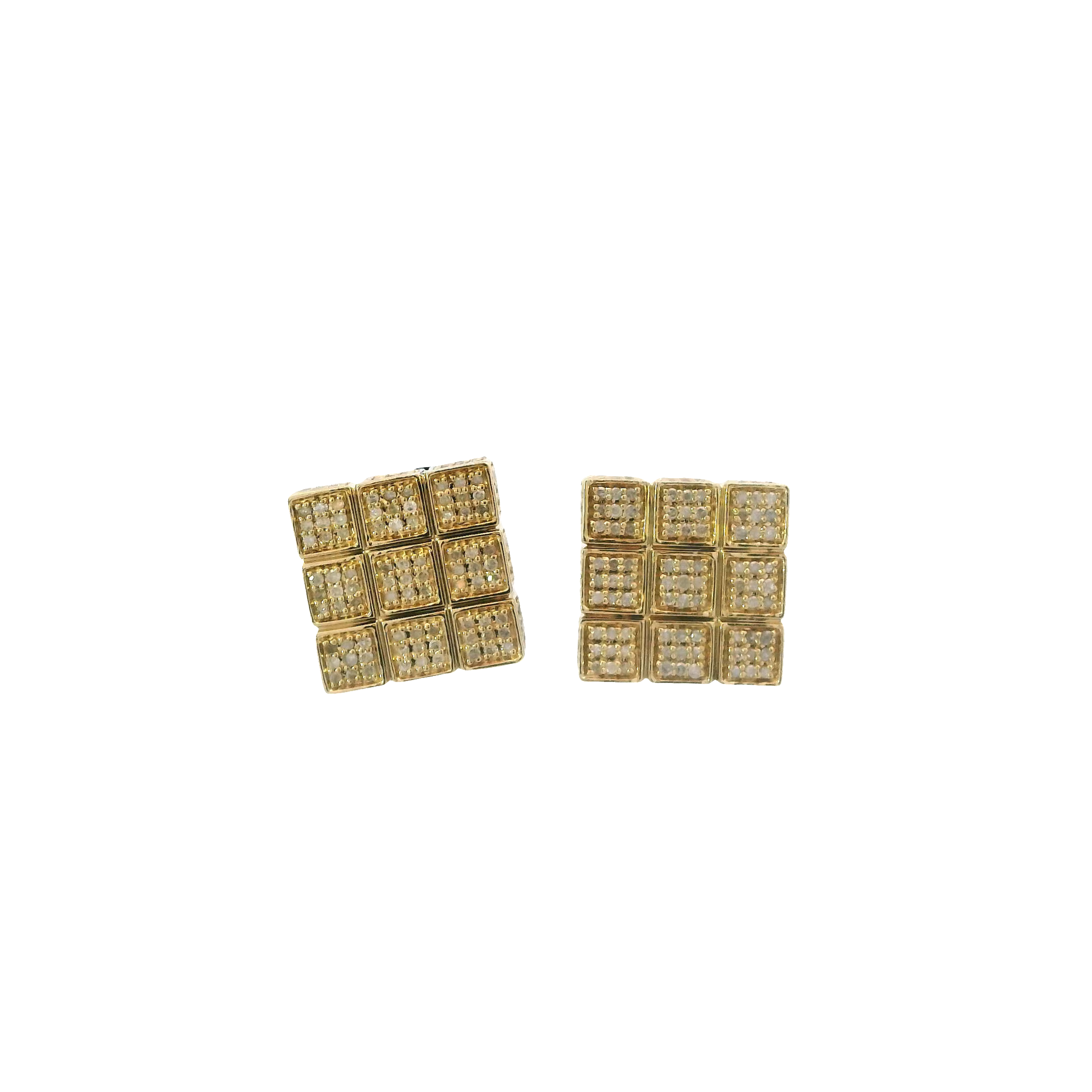 10K Yellow Gold Diamond Square Earrings