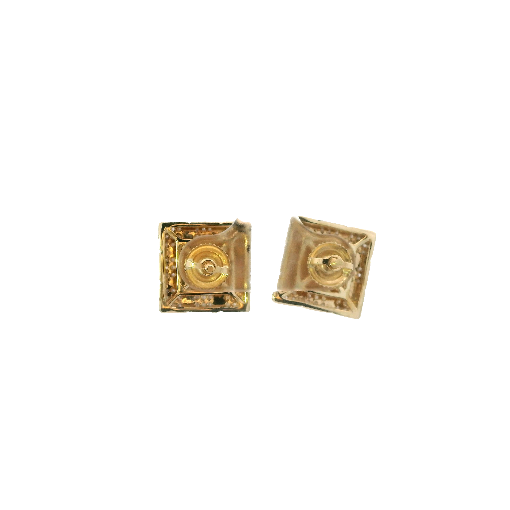10K Yellow Gold Diamond Square Earrings