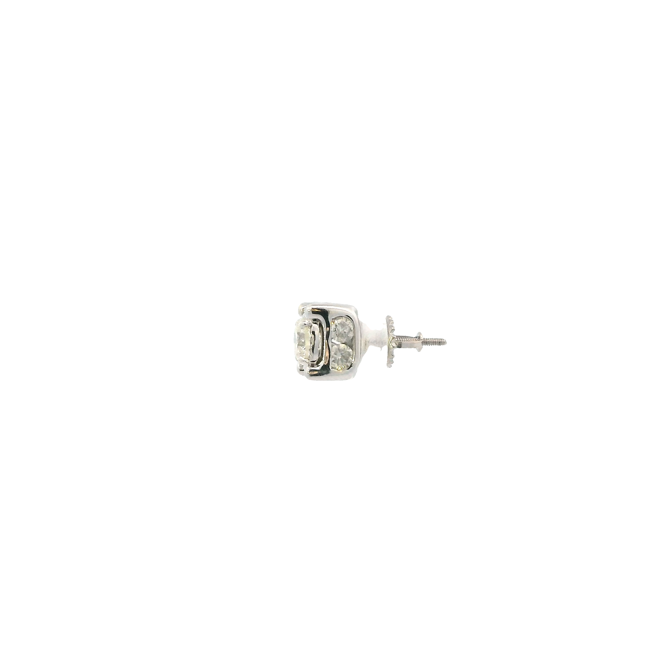 14K White Gold Diamond Single Stud Earring - 0.88ct