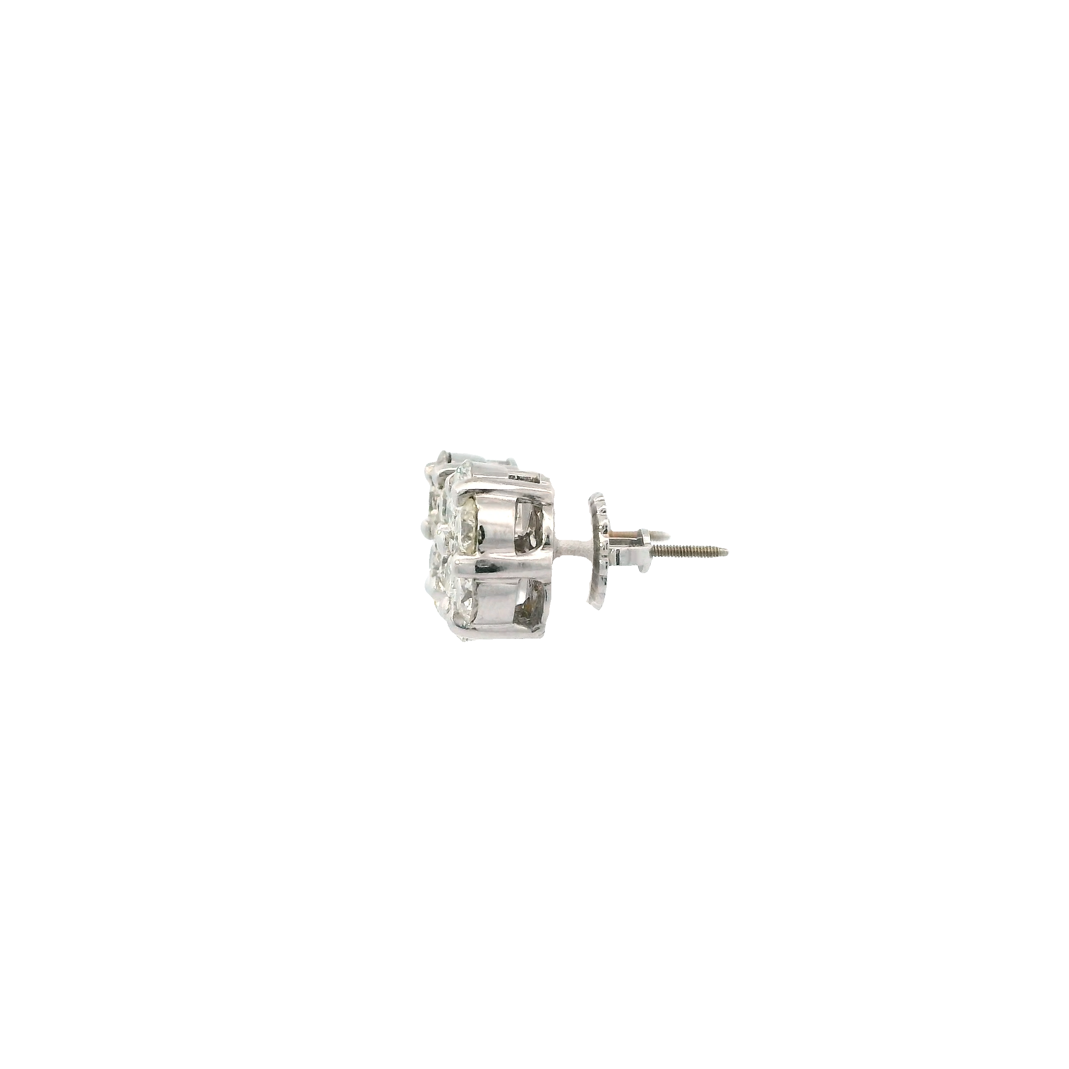 14K White Gold Diamond Flower Stud Earrings - 2.80ct
