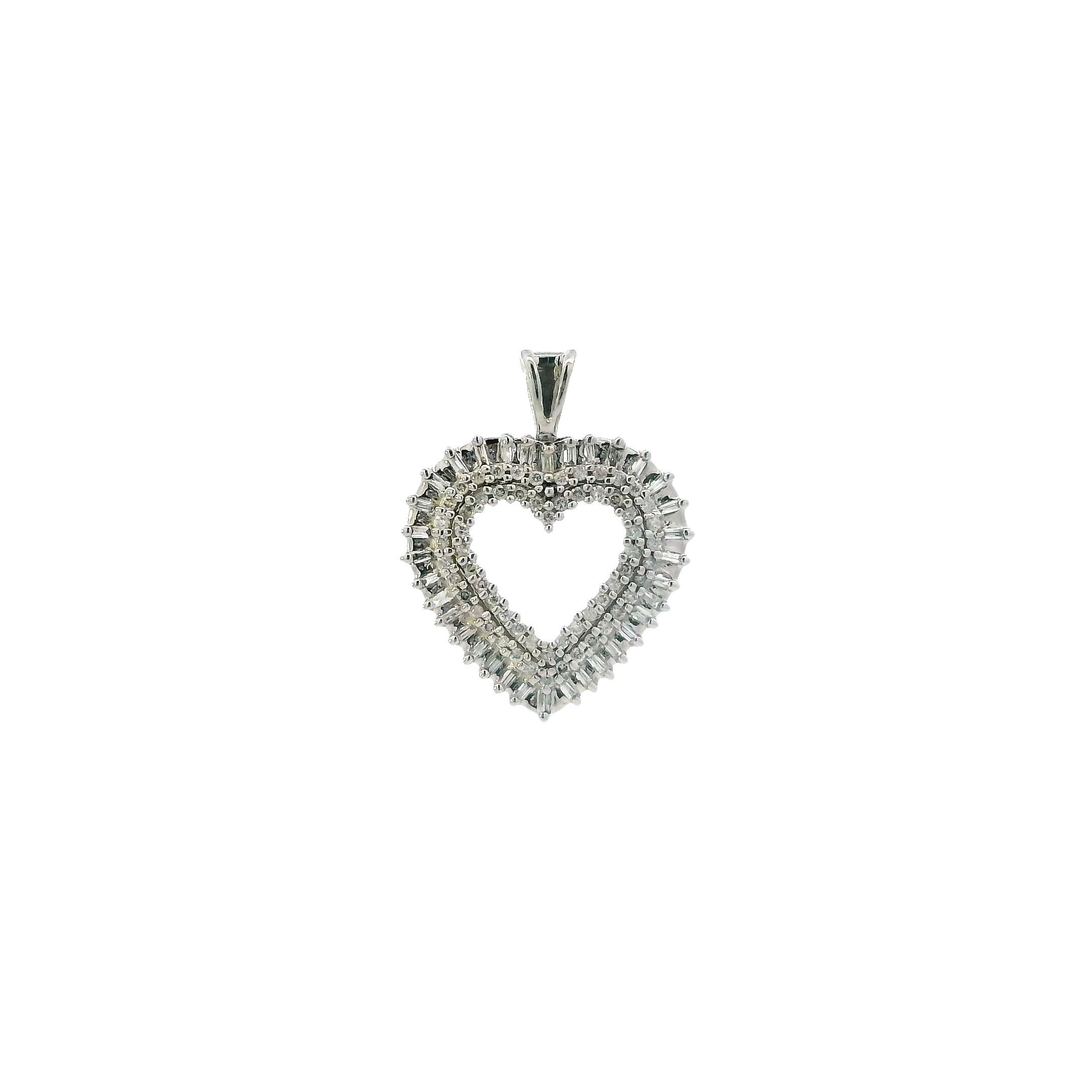 10K White Gold Diamond Heart Pendant - 0.30ct