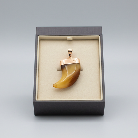 14K Yellow Gold Stone Tooth Pendant