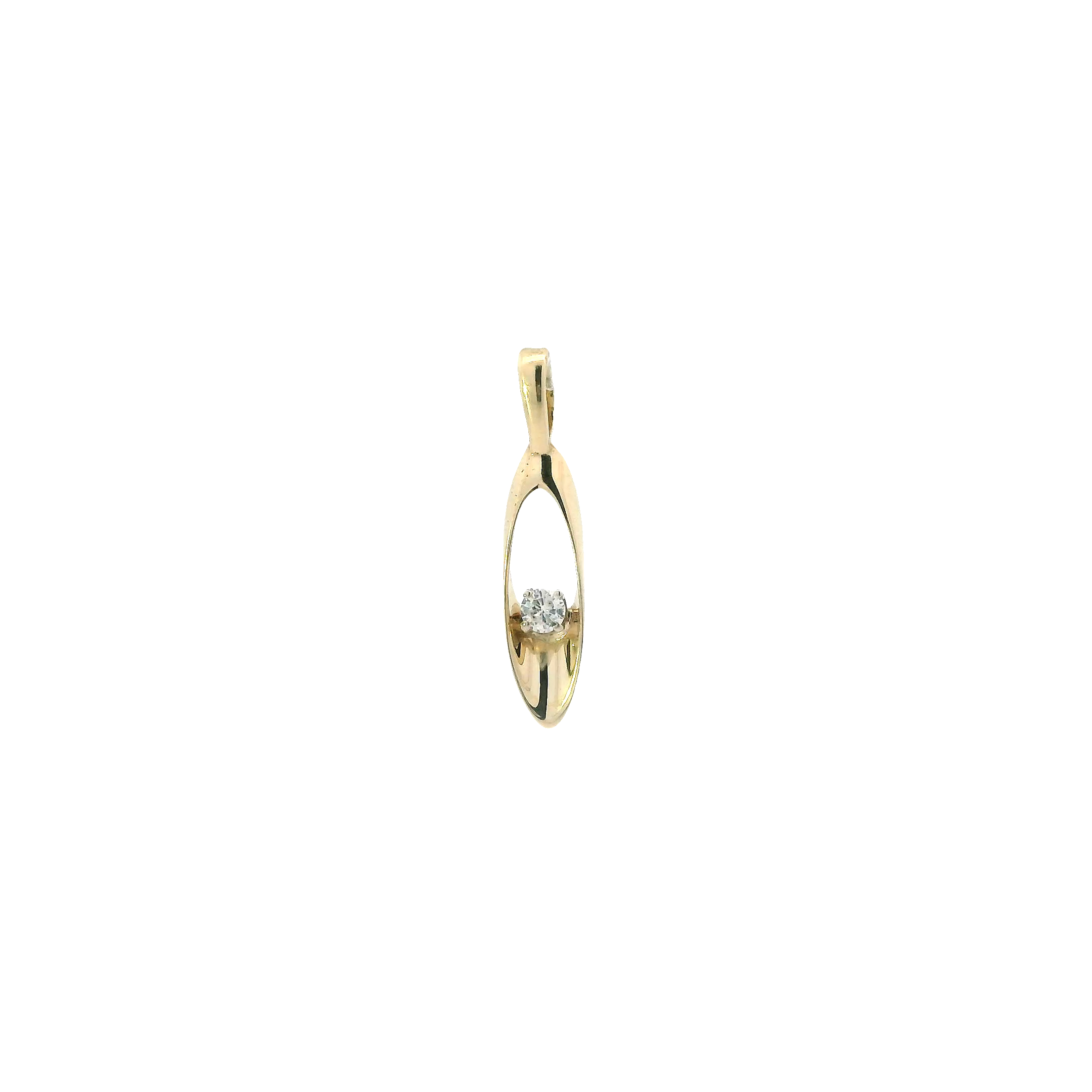 10K Yellow Gold Solitaire Diamond Pendant -0.11ct