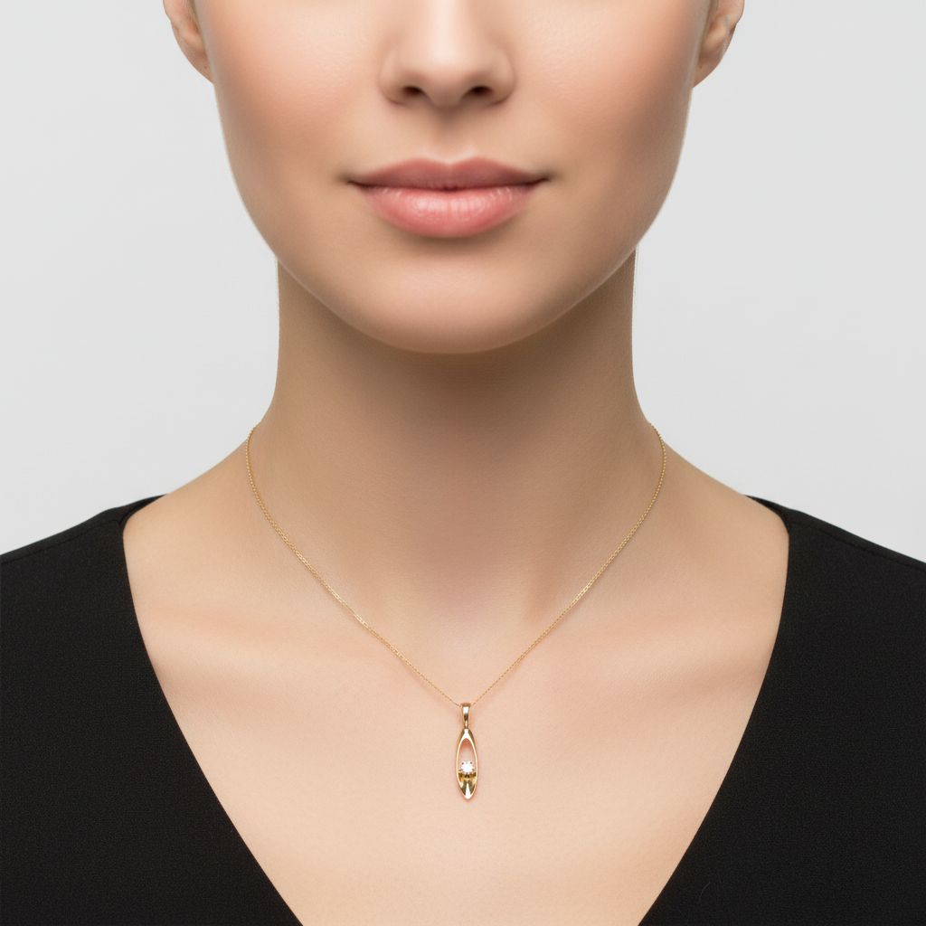 10K Yellow Gold Diamond Solitaire Pendant - 0.11ct