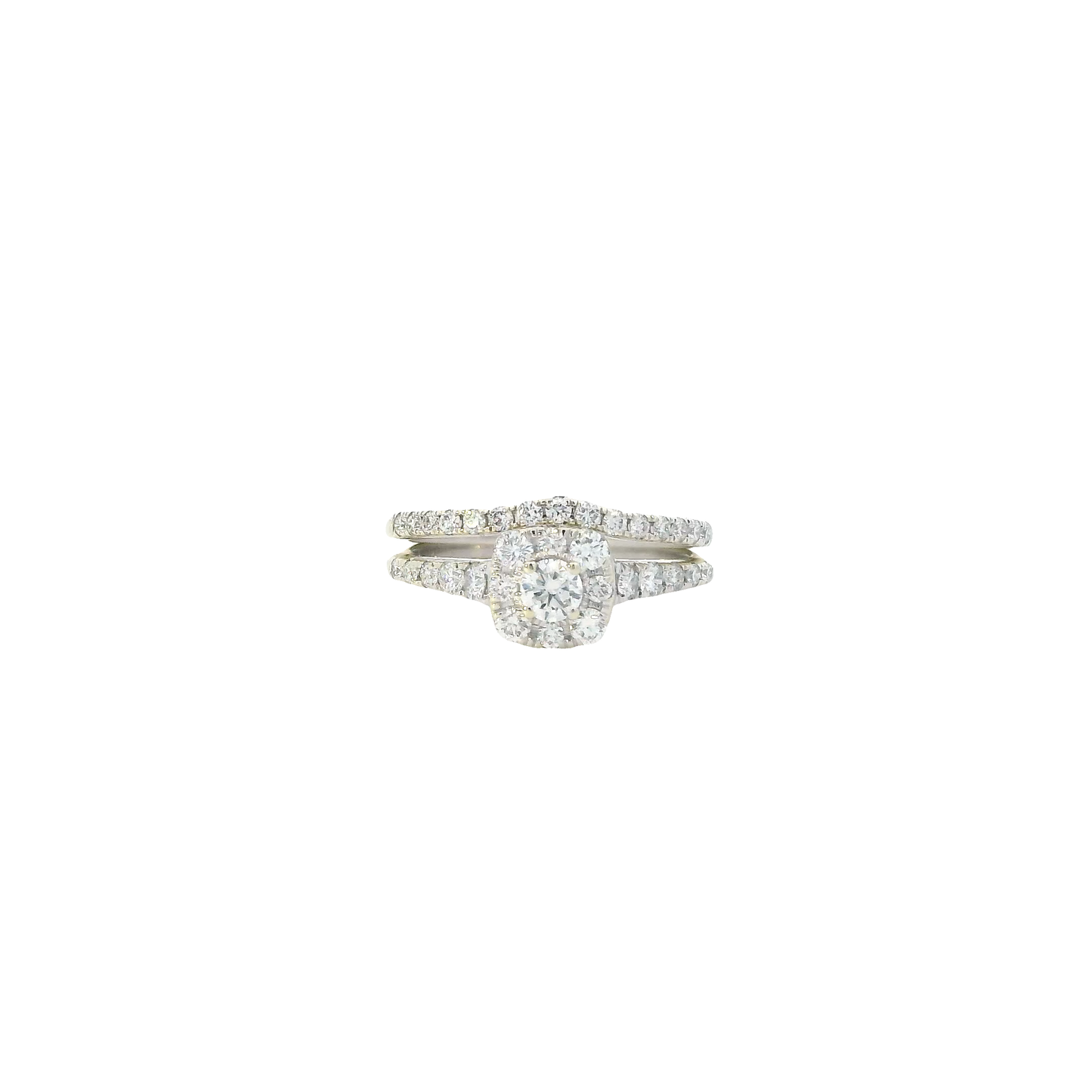 10K White Gold Lab Grown Diamond Engagement & Wedding Women's Ring Set - 0.73ct