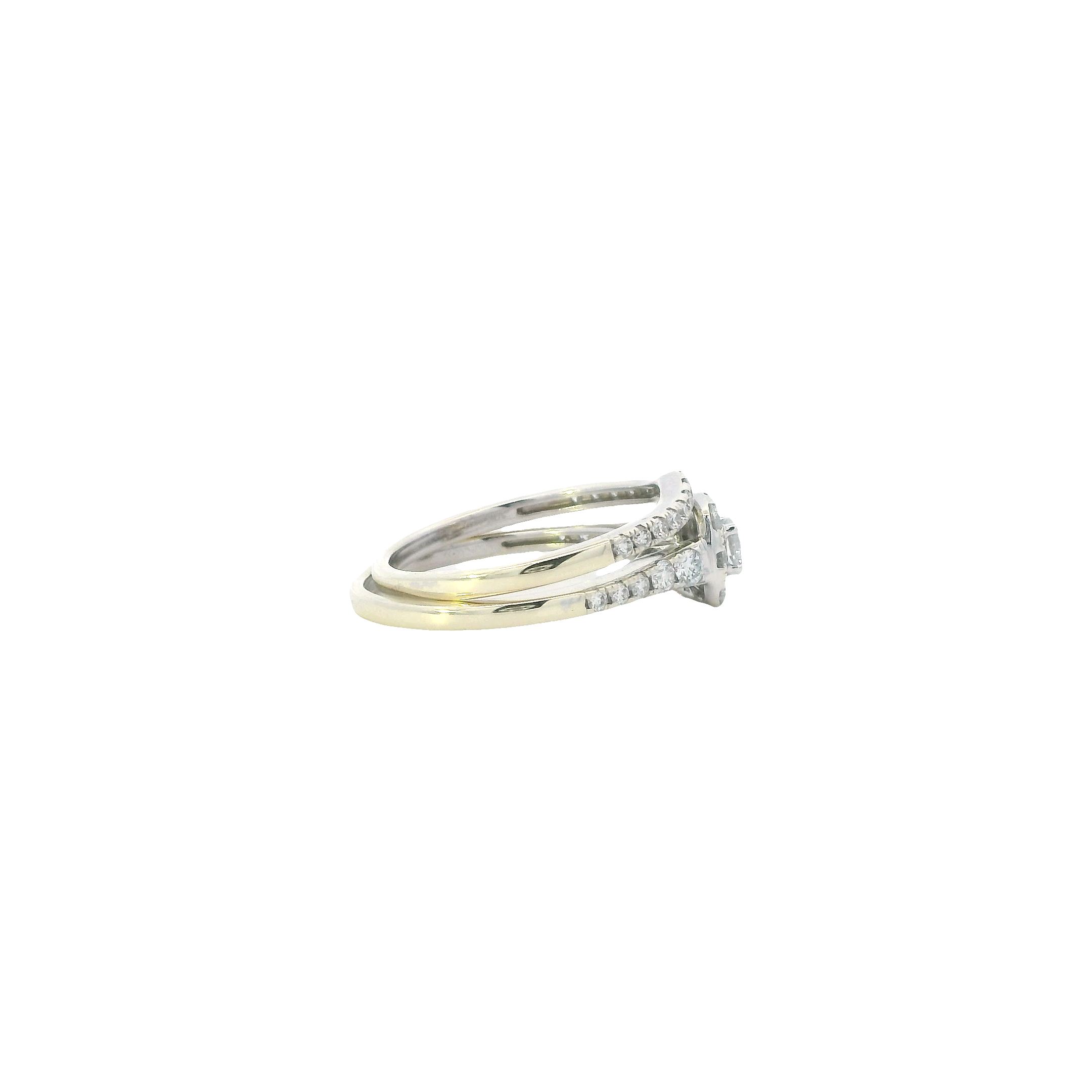 10K White Gold Lab Grown Diamond Engagement & Wedding Women's Ring Set - 0.73ct