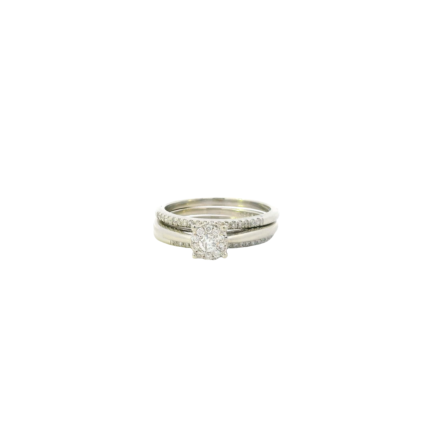 10K White Gold Diamond Women's Engagement & Wedding Ring Set - 0.46ct
