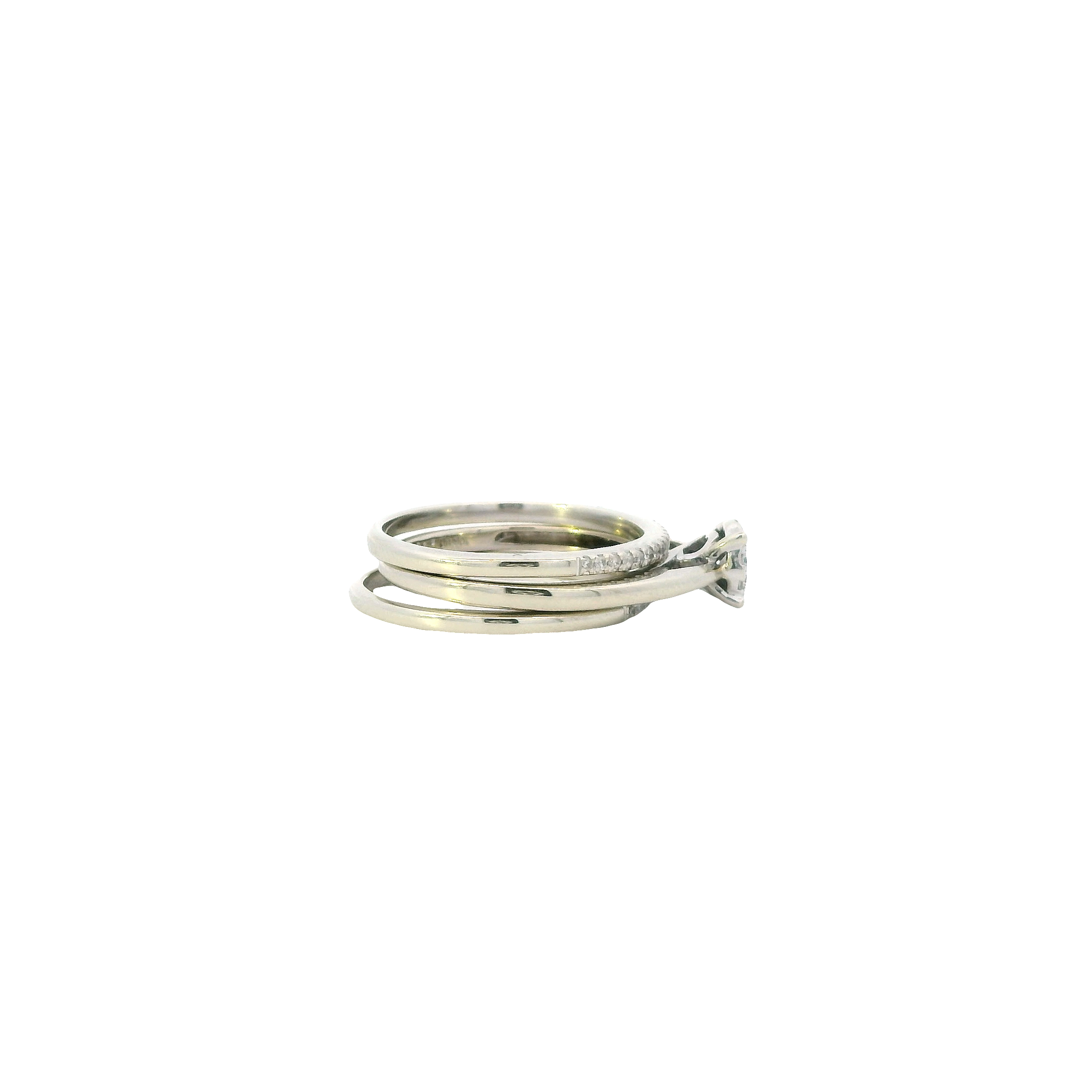 10K White Gold Diamond Women's Engagement & Wedding Ring Set - 0.46ct