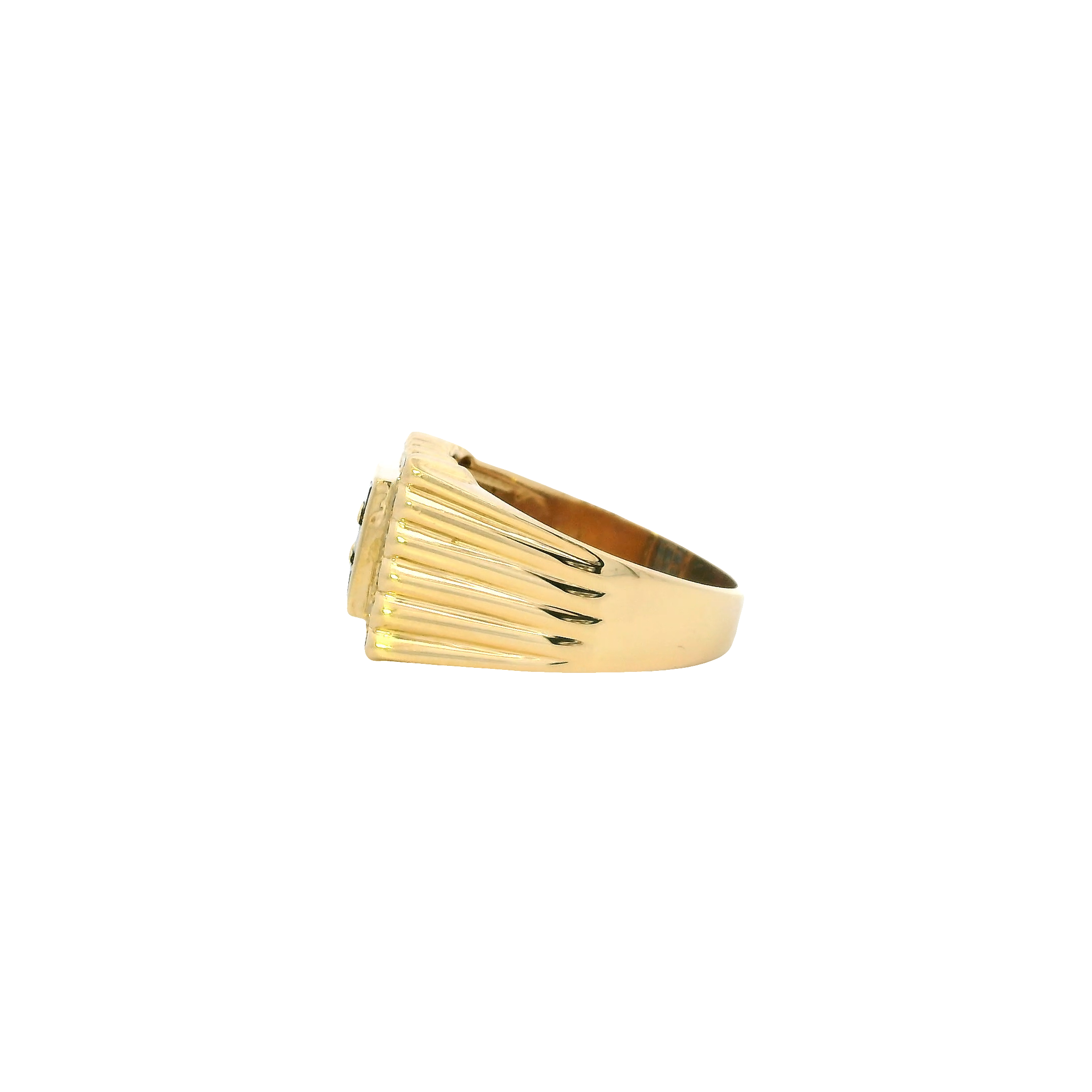 14K Yellow Gold Sapphire & Diamond Men's Ring - 0.37ct